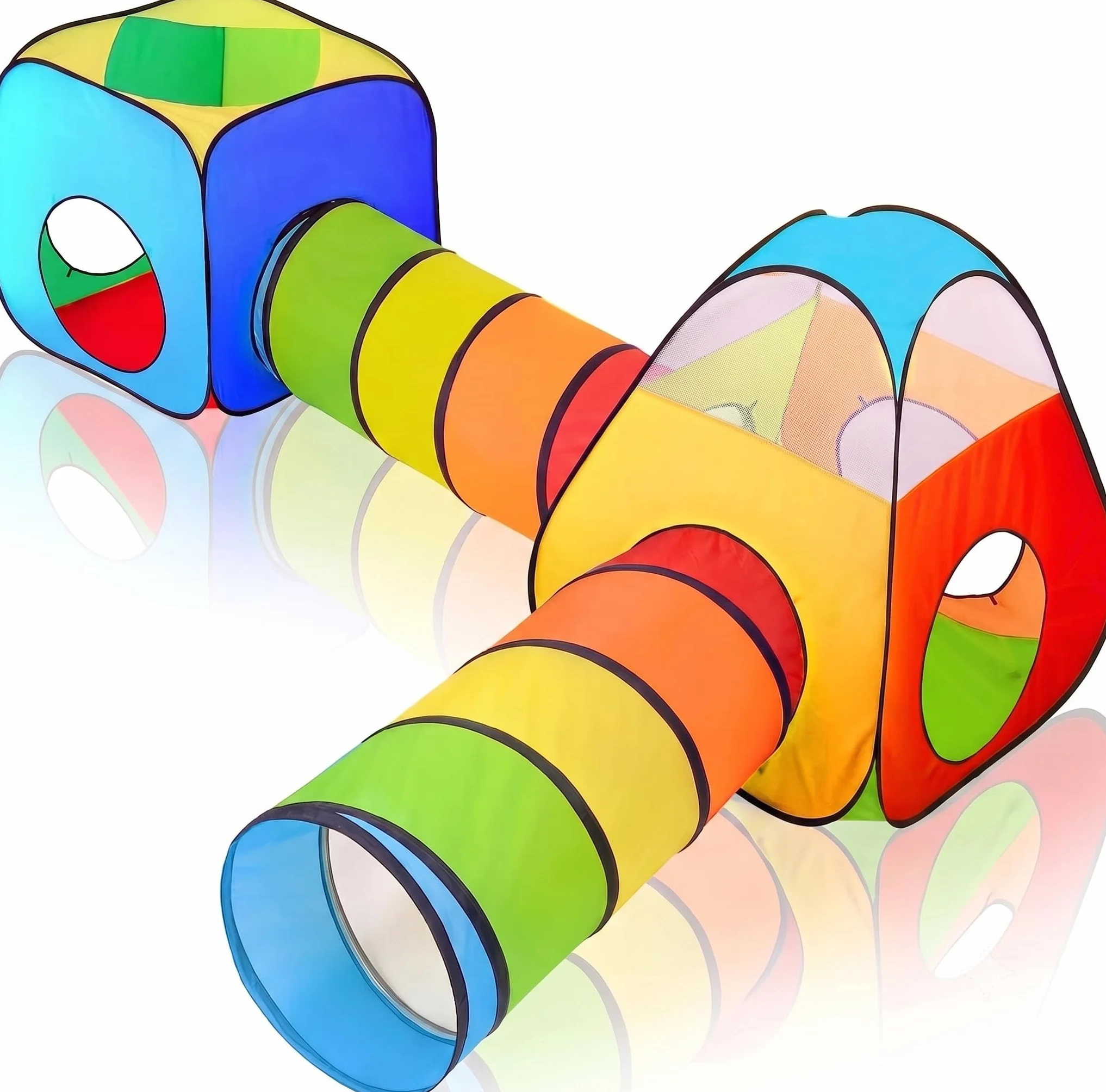 4 in 1 : Spielzelt Kinderzelt : Babyzelt mit krabbeltunnel : Teiliges Bällebad : Spielzelt Babyzelt : Spielhaus mit Zelt Tasche und Tunnel : Mehrfarbig B