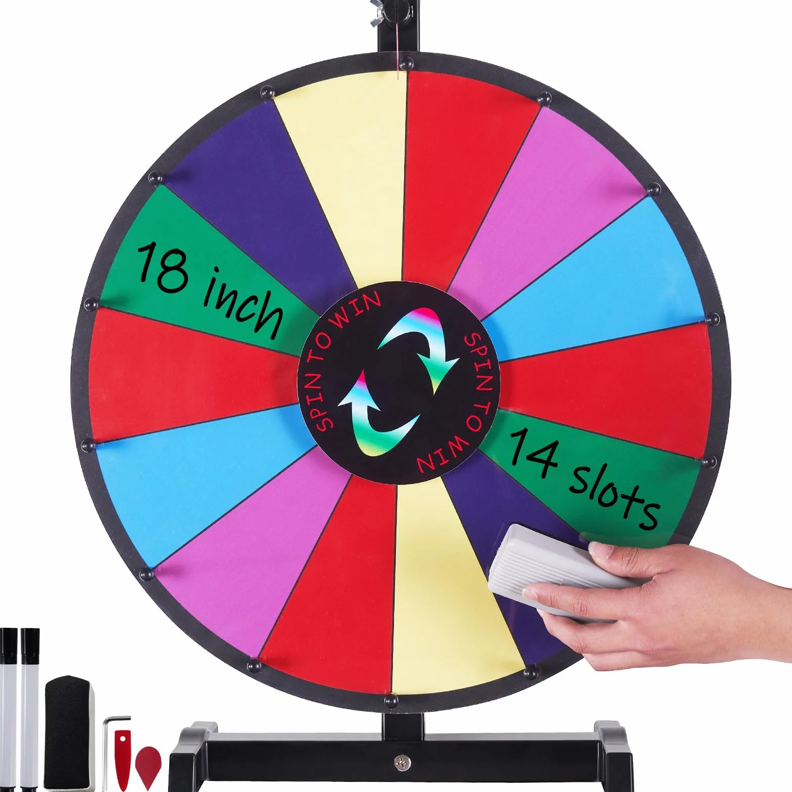 VEVOR 457 mm Glücksrad, Tisch-Drehrad mit 14 Schlitzen, Roulette-Rad mit Trocken Abwischbarem Stift & 2 Markern, Gewinnen Sie Glücksradspiele bei Partys, Kneipen, Messen und Karnevalen