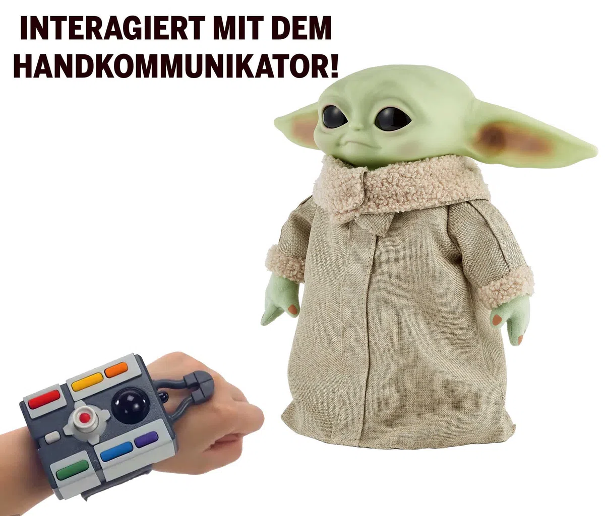 Mattel Disney Star Wars Spielzeug, The Child Plüschfigur, aus 'The Mandalorian', interagierend, mit Geräusch und Bewegungsfunktion, 28cm, Star Wars Geschenke, Spielzeug ab 3 Jahre, GWD87