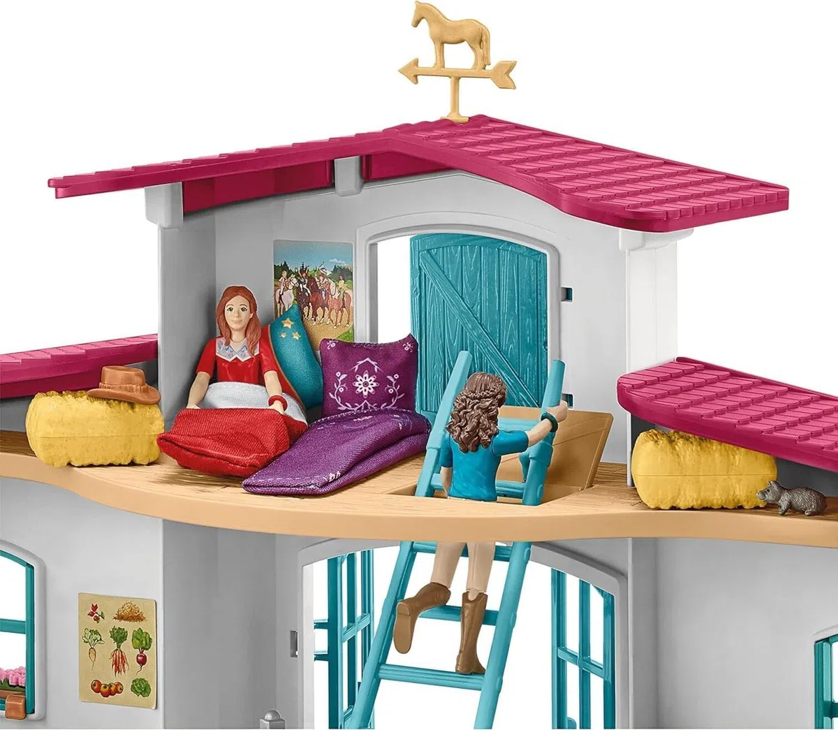 schleich HORSE CLUB | Reiterhof 42567 | Pferdestall mit Hannah, Lisa, 3 Pferden, Pferdeboxen und viel Zubehör | Geschenk für Mädchen & Jungen | Kinder Pferde Spielzeug ab 5 Jahren | Set aus 115 Teilen