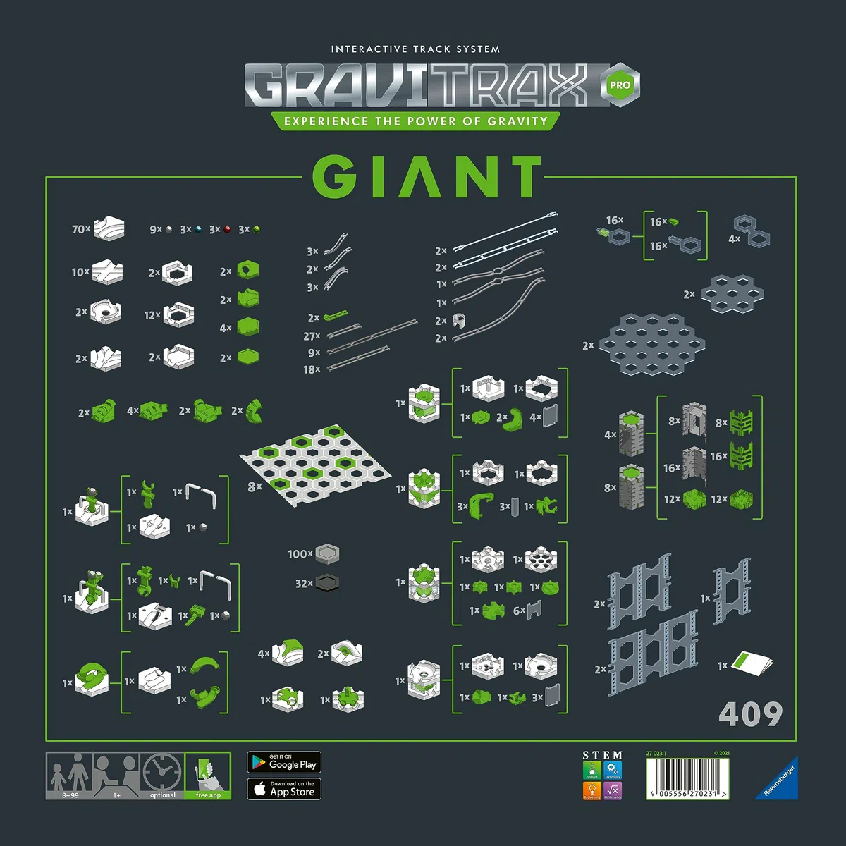 Ravensburger GraviTrax PRO Starter-Set Giant- Erweiterbare Kugelbahn für Kinder, Interaktive Murmelbahn, Lernspielzeug und Konstruktionsspielzeug ab 8 Jahren