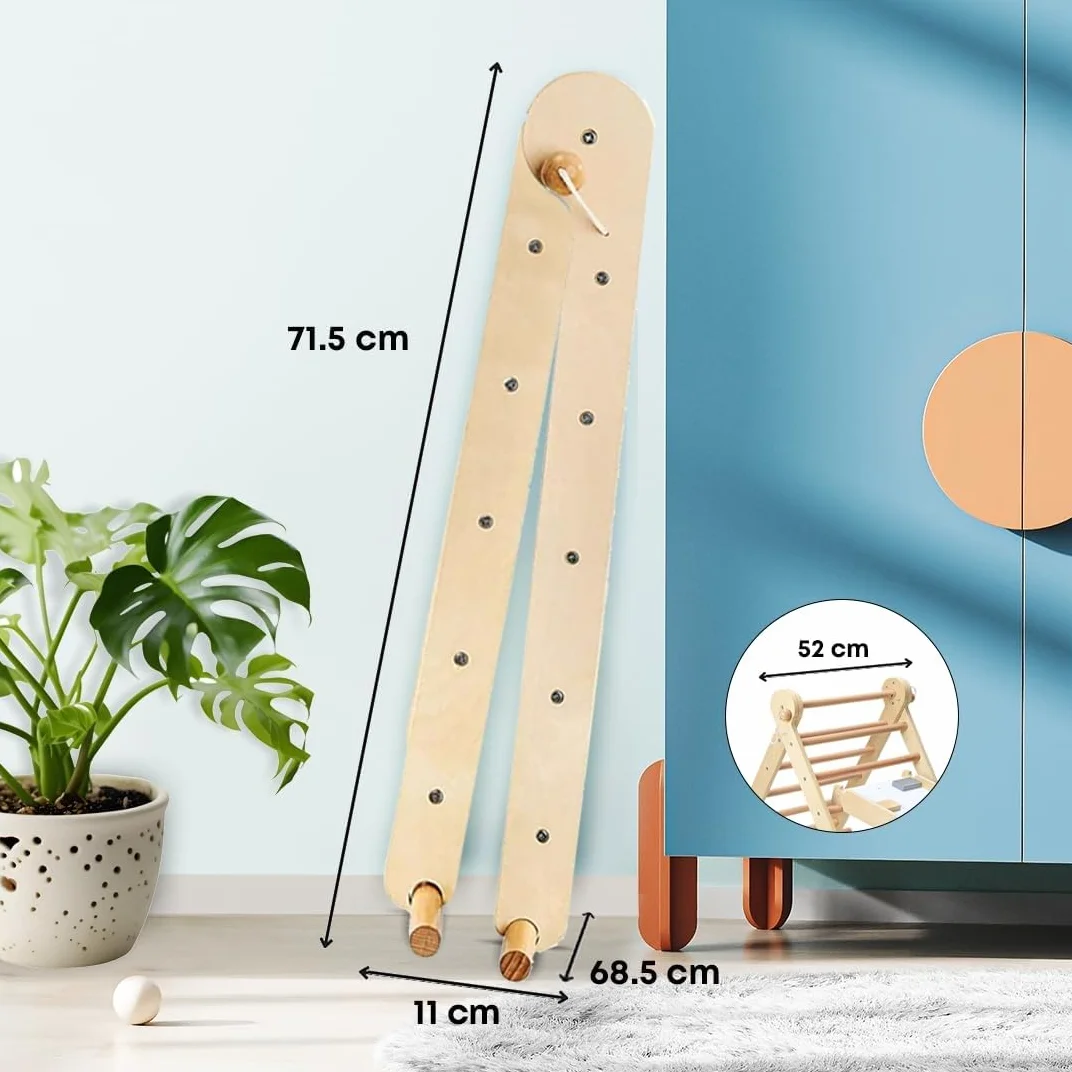 Mamabrum Klettergerüst Indoor ab 3 Jahren für Kinder – Pikler Dreieck, Leiter & Balancierpfad – 3-in-1 Multifunktionales Spielzeug, Indoor Spielplatz, Montessori Ergänzung