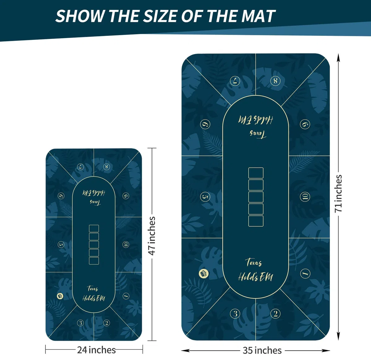 LaiEr Poker Matte Große Größe Tabelle Matte Texas Hold'em Poker Gummimatte Poker Topper für Tische Folding Super Portable Poker Tisch Blackjack Top Layout Mehrere Größe Auswahl(180 * 90 * 0.2cm,Blue)
