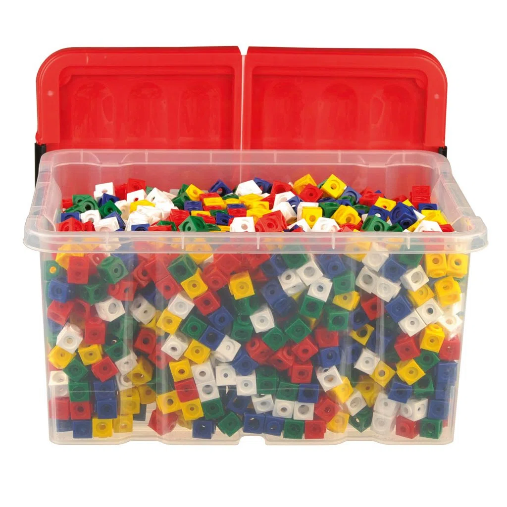 Wiemann Lehrmittel - Steckwürfel für die Grundschule - 1000 Stück - Kantenlänge 1,7 cm - Dick-System - Inkl. Aufbewahrungsbox - Würfel-Set in Rot, Gelb, Blau, Grün, Weiß
