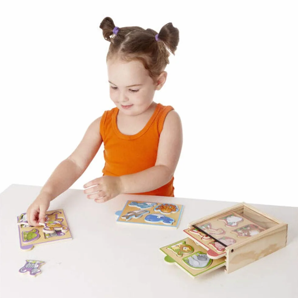 Melissa & Doug 4 Mini-Holzpuzzle - Tiere