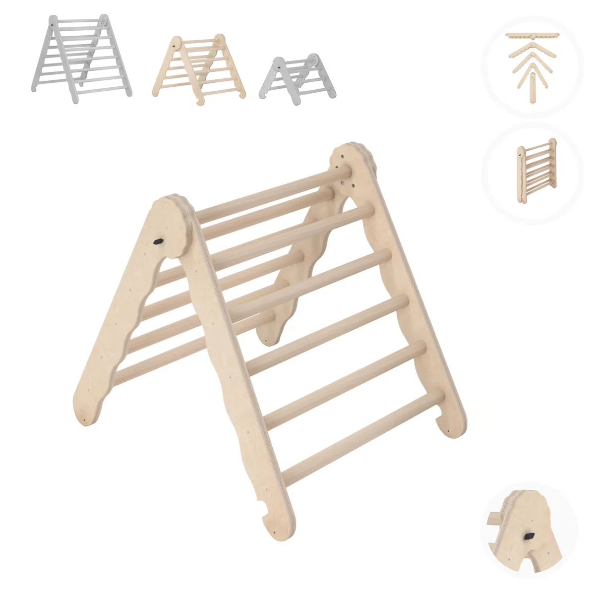 MAMOI® Klettergerüst Indoor – Kletterdreieck aus Holz. Kletterturm, Kletterbogen, Klettergerüst. Montessori Spielzeug aus Naturmaterialien