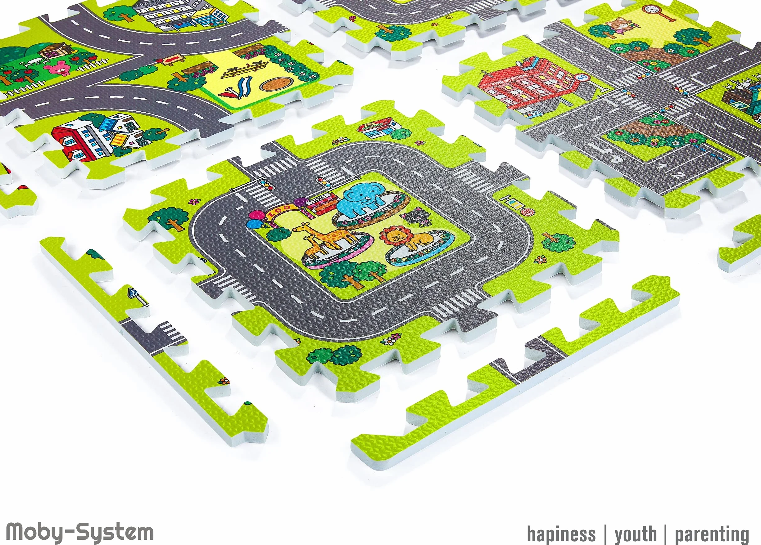 Moby-System Puzzlematte für Babys, 90 cm x 90 cm x 1 cm, Spielmatte, geruchlos, Matte große, Puzzle Matte für Jungen & Mädchen, Spielmatte schadstofffreie, geruchlose Krabbelmatte