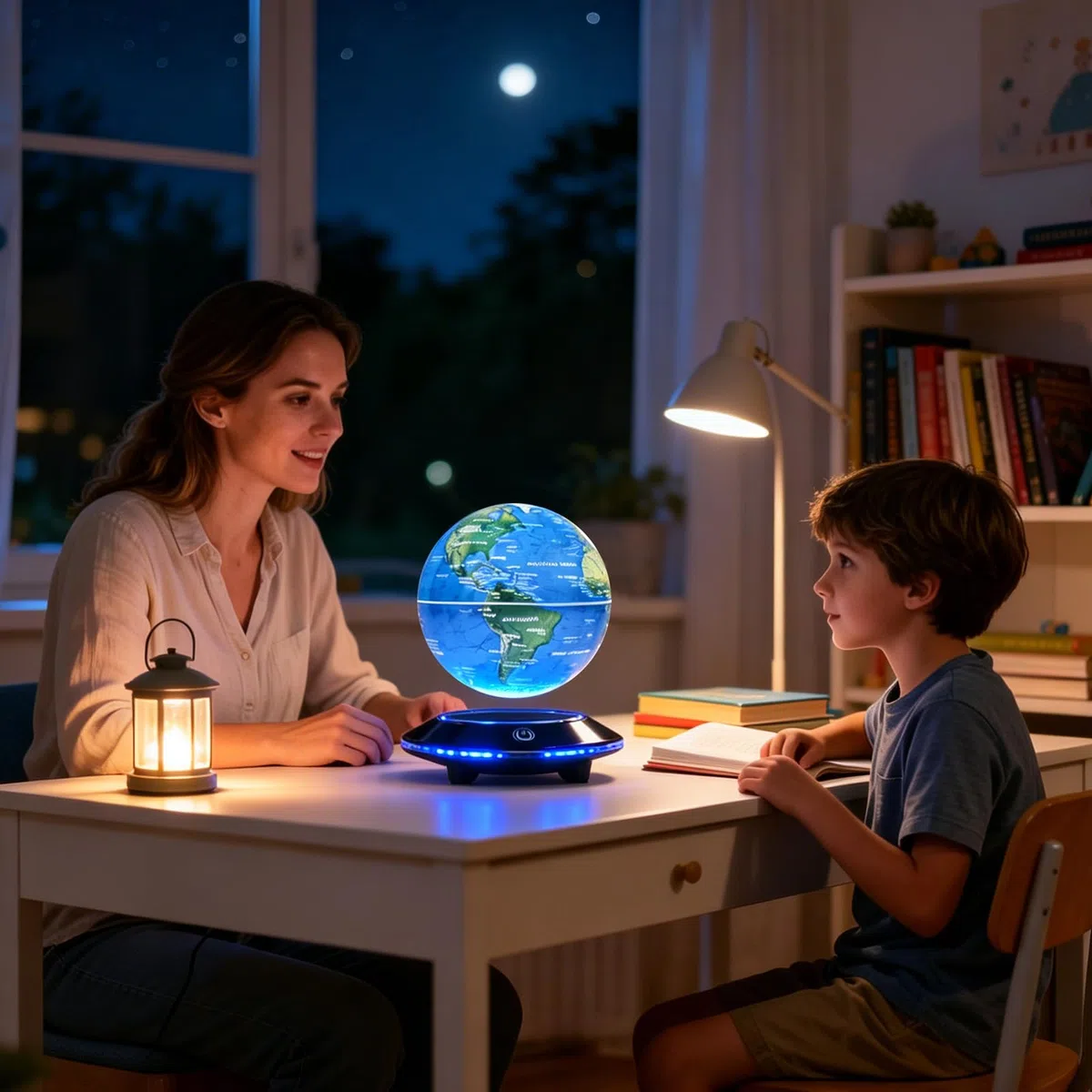 Magnetische schwebenden Globus, 6 Zoll LED Levitation schwimmende Weltkarte Globus, Auto Rotation in der Mitte der Luft mit Touch Control für Home Office Desk Dekoration aufgehängt Blau
