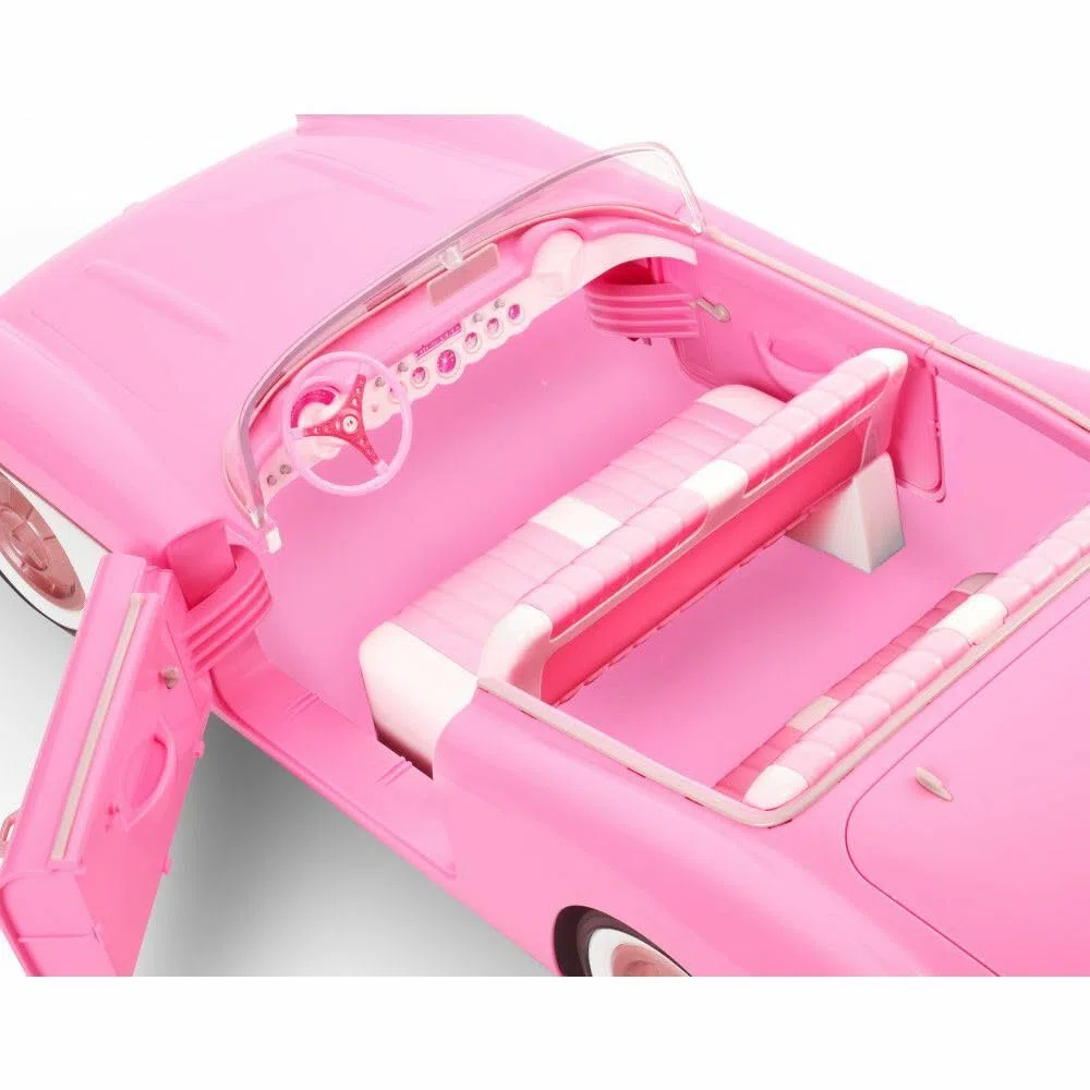 Barbie Corvette - Kaugummipinkes Cabrio, Platz für 4 Puppen, öffnende Türen, drehbares Lenkrad, Retro-Lackierung, Luxus-Interieur, für Sammler, HPK02