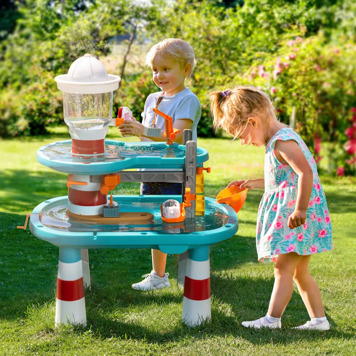 Theo Klein 7715 Aqua Action Lighthouse Wasserspieltisch XXL | Interaktiv & Motorik-Spielzeug | Spielzeug für Kinder ab 3 Jahren