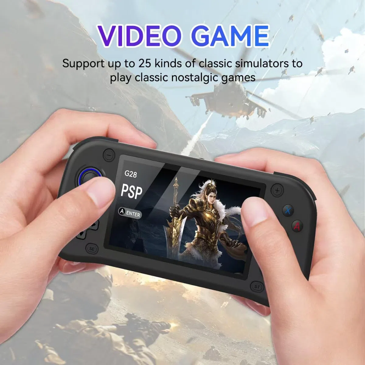Neue Handheld-Spielkonsole, 64 GB interner Speicher mit 15.000 Spielen, Linux-System, tragbare Handheld-Videospielkonsole, 4,3-Zoll-IPS-Bildschirm, über 30 Emulatoren und Linux-System (Blau,64G)