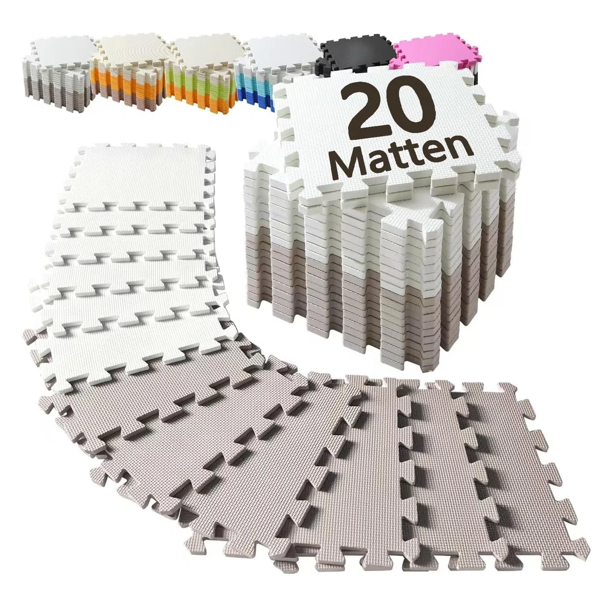 Puzzlematte für Kinder - Eva Schaumstoff Bodenschutzmatte, Abwaschbar, Weich und Umweltfreundlich - Spielteppich für Kinderzimmer, Outdoor, Krabbelmatte, 30x30 cm