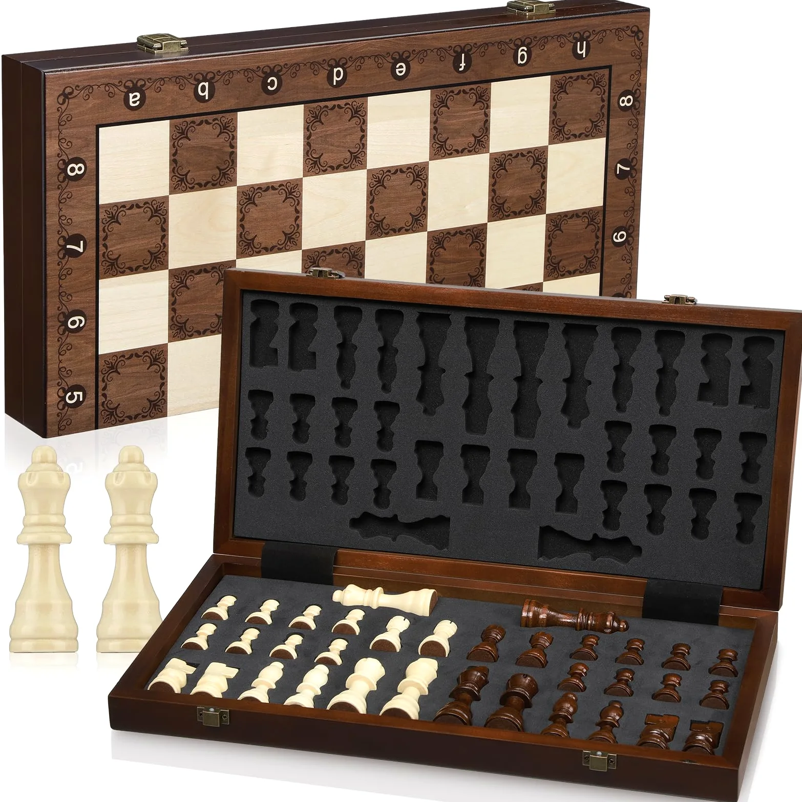 Peradix Magnetisches Schachspiel aus Holz,38CM Schach Klappbares Schachbrett,Schachspiel Hochwertig Riesenschach Chess Set mit Schachfiguren für Kinder