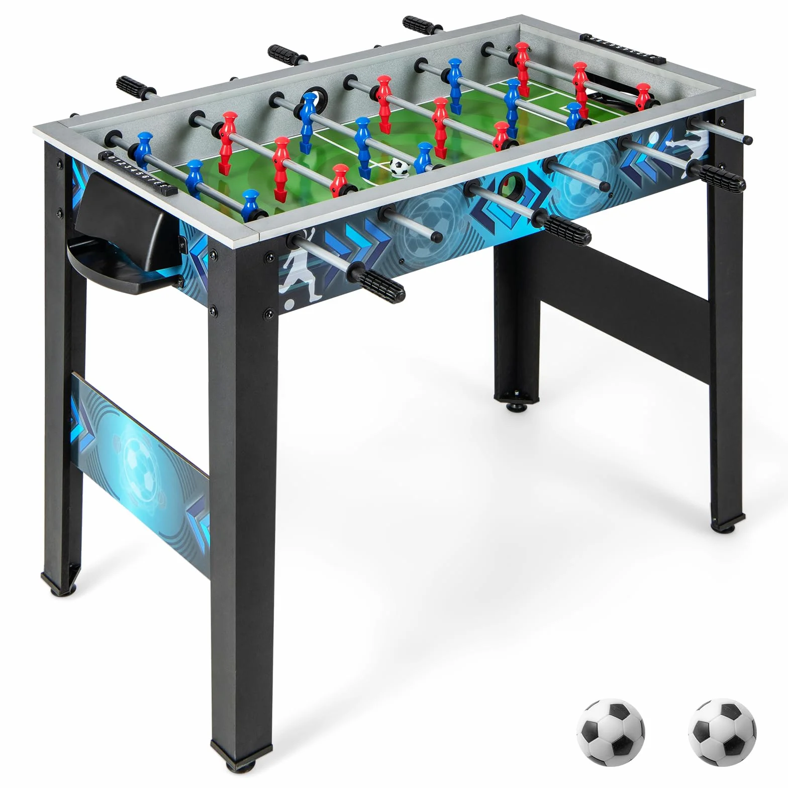 COSTWAY Tischkicker Kinder, Kickertisch aus Holz, Tischfussball mit 2 Fußbällen & 18 Spielern, Fußballtisch Spieltisch für Kinder, Erwachsene, 94,5 x 53,5 x 76,5 cm