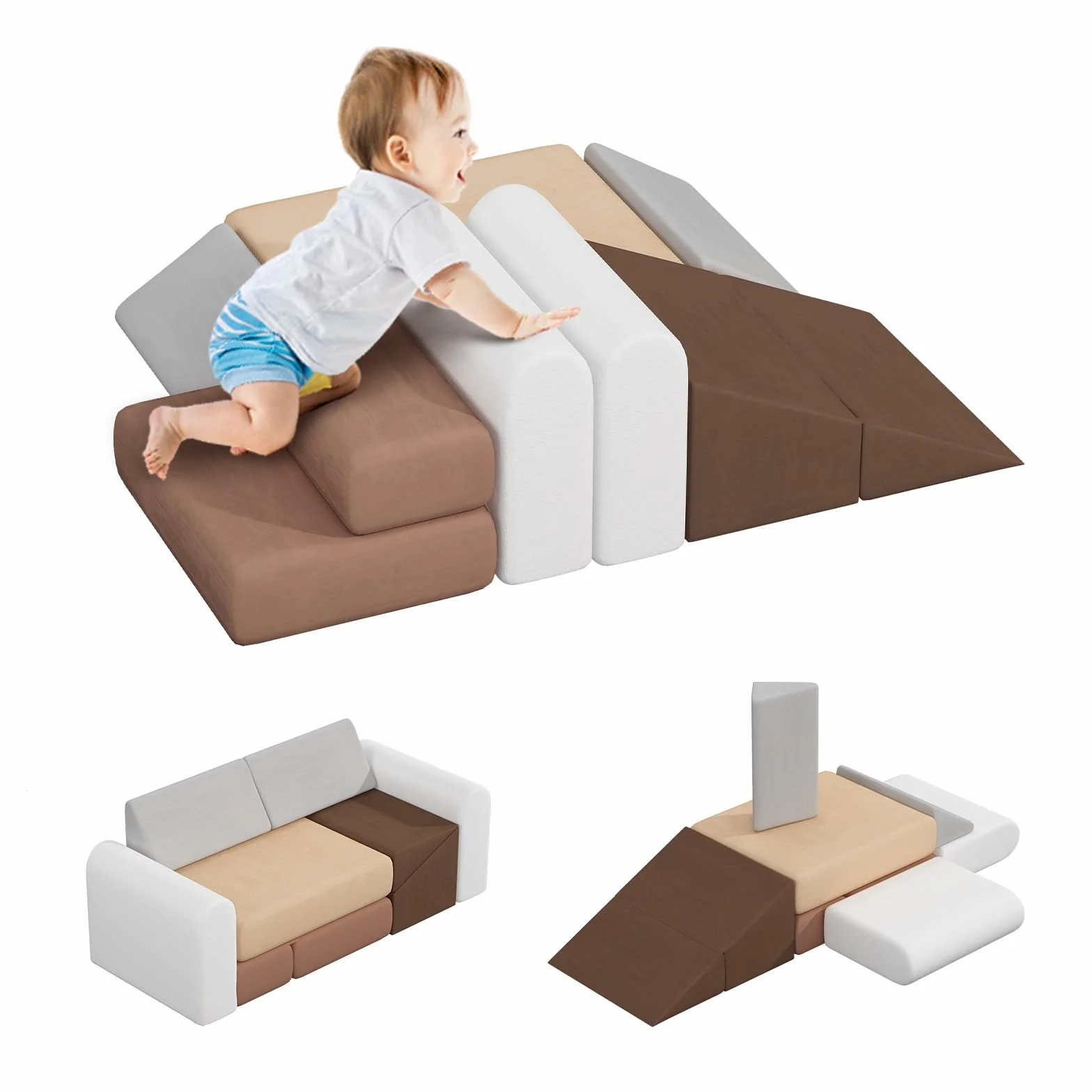 BanaSuper Schaumstoff Bausteine für Kinder, Großbausteine, EN71-zertifiziert Schaumstoff-Kletterblöcke, Kinder Montessori Spielzeug, Spielsofa, Waschbare Hülle für Indoor-Spaß, Baby Soft Playset