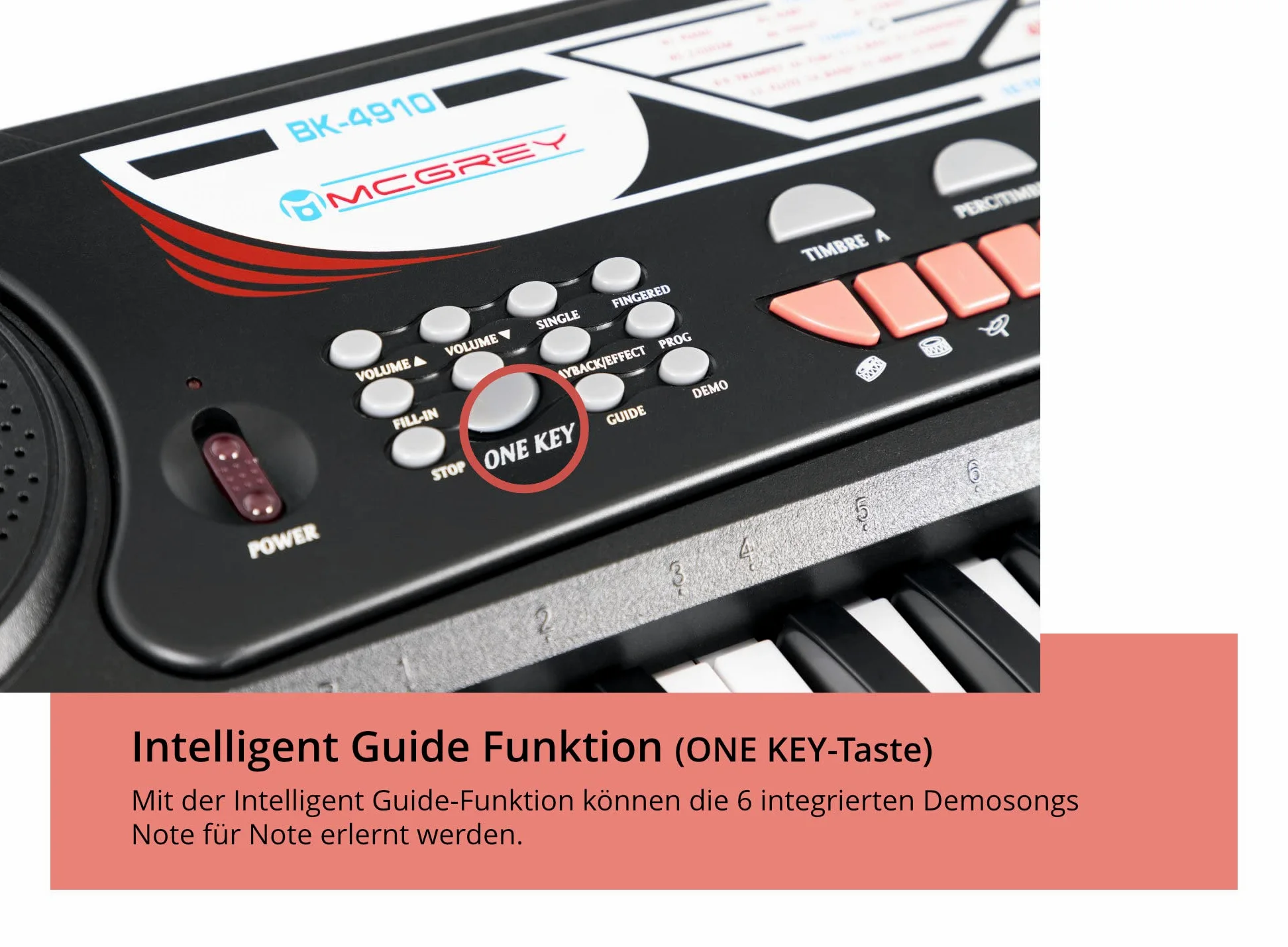 McGrey BK-4910BK Keyboard Set - Kinder Keyboard mit 49 Tasten - Einsteigerkeyboard mit 16 Sounds und 10 Rhythmen - Piano mit Mikrofon für Gesang und Notenständer - Inkl. Kopfhörer - Schwarz