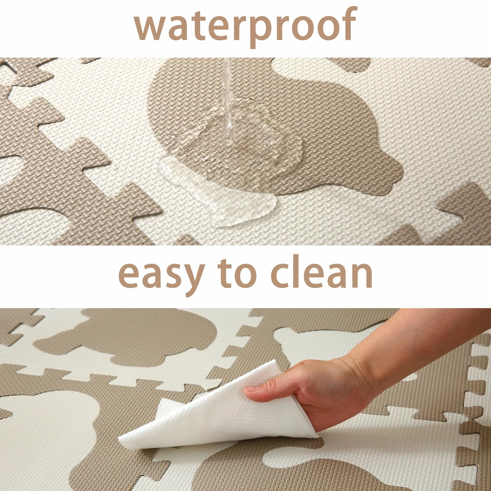 Kindermatte Puzzlematte Kind Play Mat for Floor Interlocking Eva Foam Puzzle Mat Krabbeldecke FüR Tiermuster drucken Krabbelmatte rutschfest 142×142×1cm, Tannfarbe Modell 10