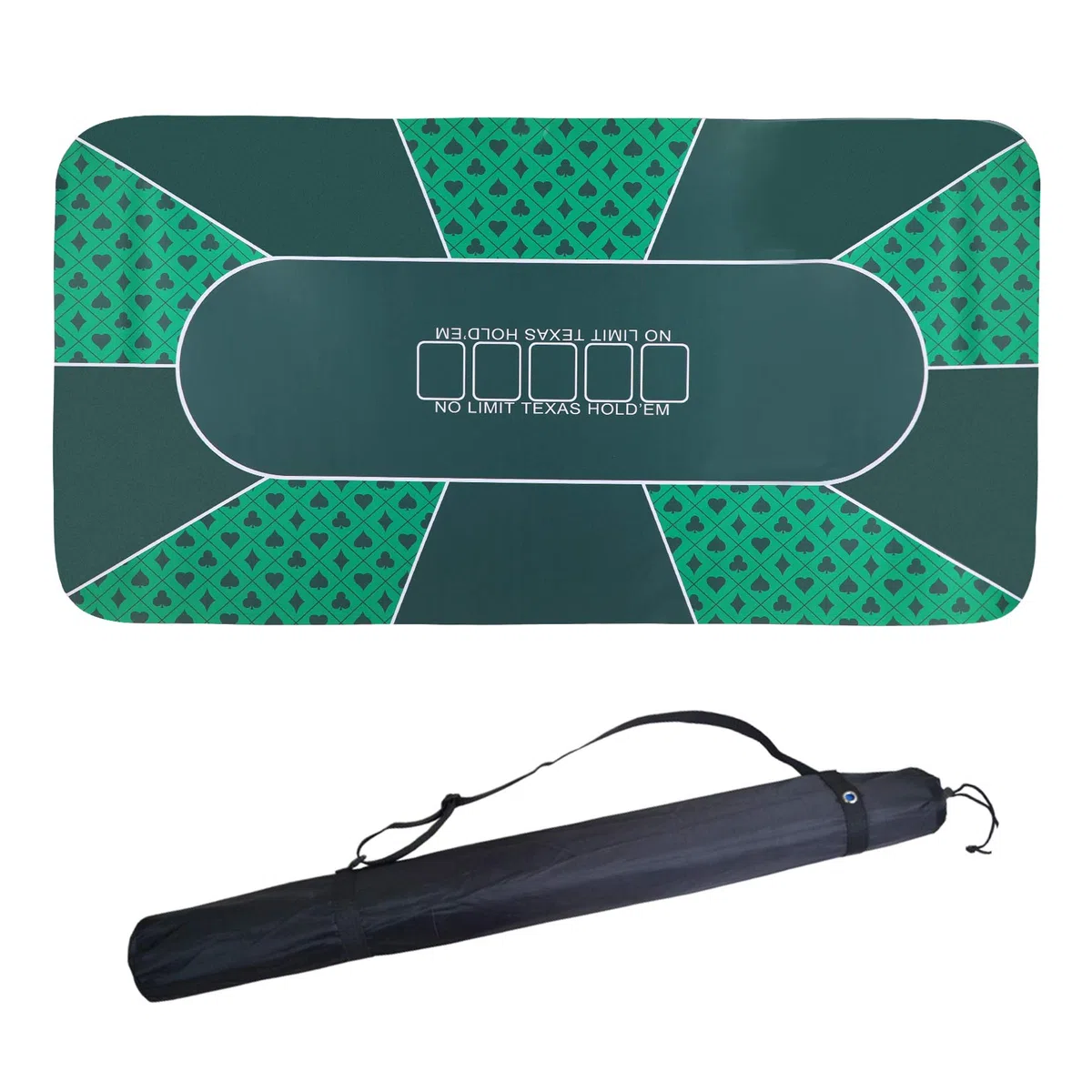 ORIENTOOLS Pokermatte Pokerteppich, Deluxe Pokertuch, Tragbare Gummi Pokerauflage, für 10 Spieler zum Kartenspiele, mit Tragetasche，90 x 180 x 0,2 cm (grün)