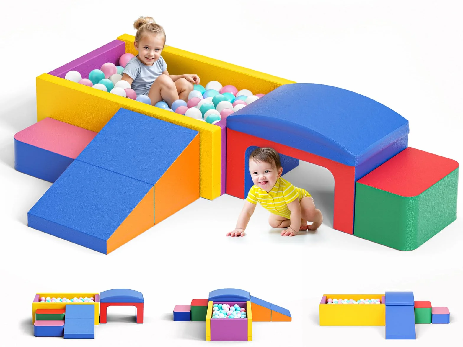 8PCS Softbausteine,Schaumstoff bausteine Kinder,Kletterbausteine aus Schaumstoff – Krabbellandschaft & Motorikspielzeug für Zuhause（Perlbaumwolle）