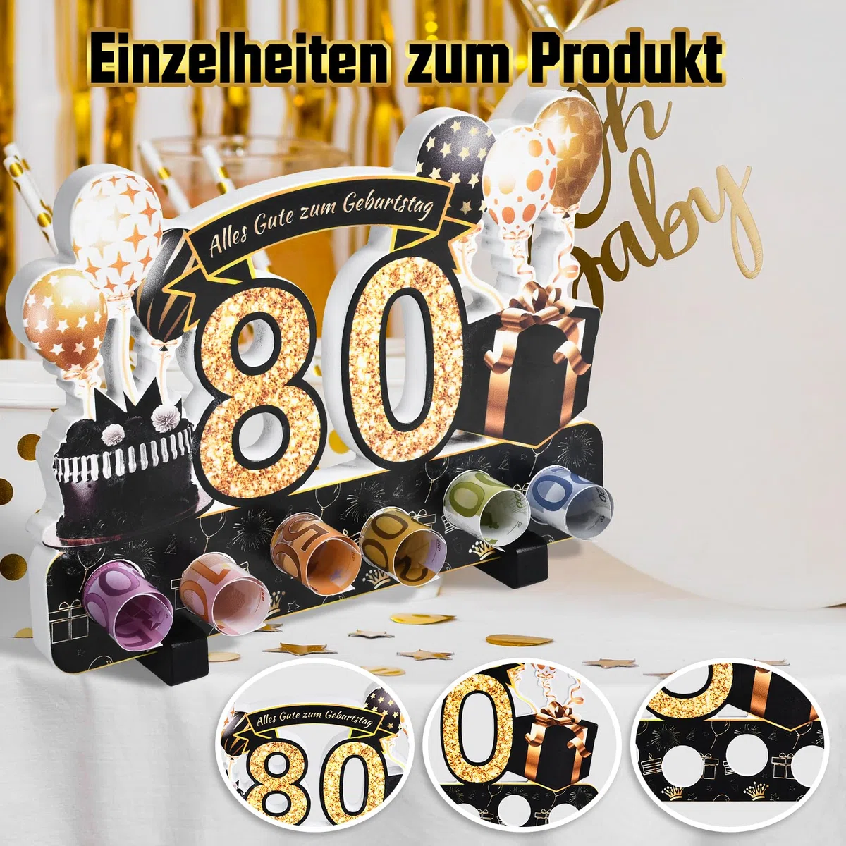 Geldgeschenke Verpackung zum 80 Geburtstag Mann Frau Geldgeschenke, 80. Geburtstag Mann Frau Aus Holz Deko, für Geburtstag Geschenk, Tischdeko Geburtstag Verwendet Werden