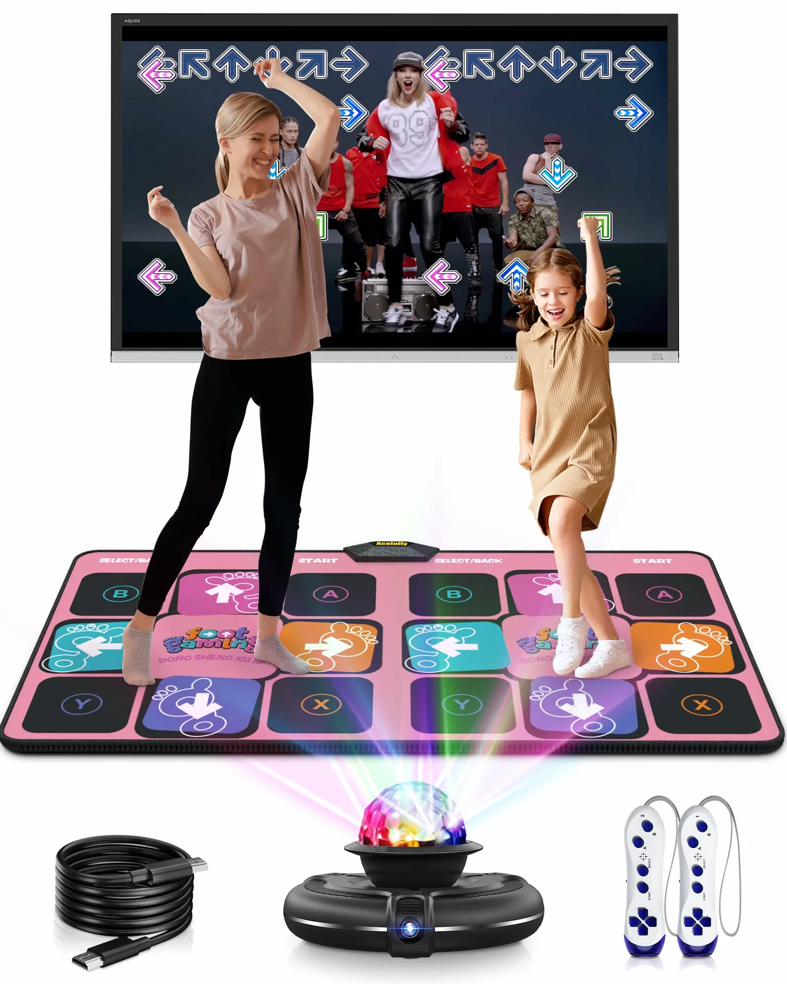 Flanell Tanzmatte, Interaktive Tanzmatte für TV mit Kamera und Wireless-Controller, perfekt für Erwachsene und Kinder, für Mädchen und Jungen