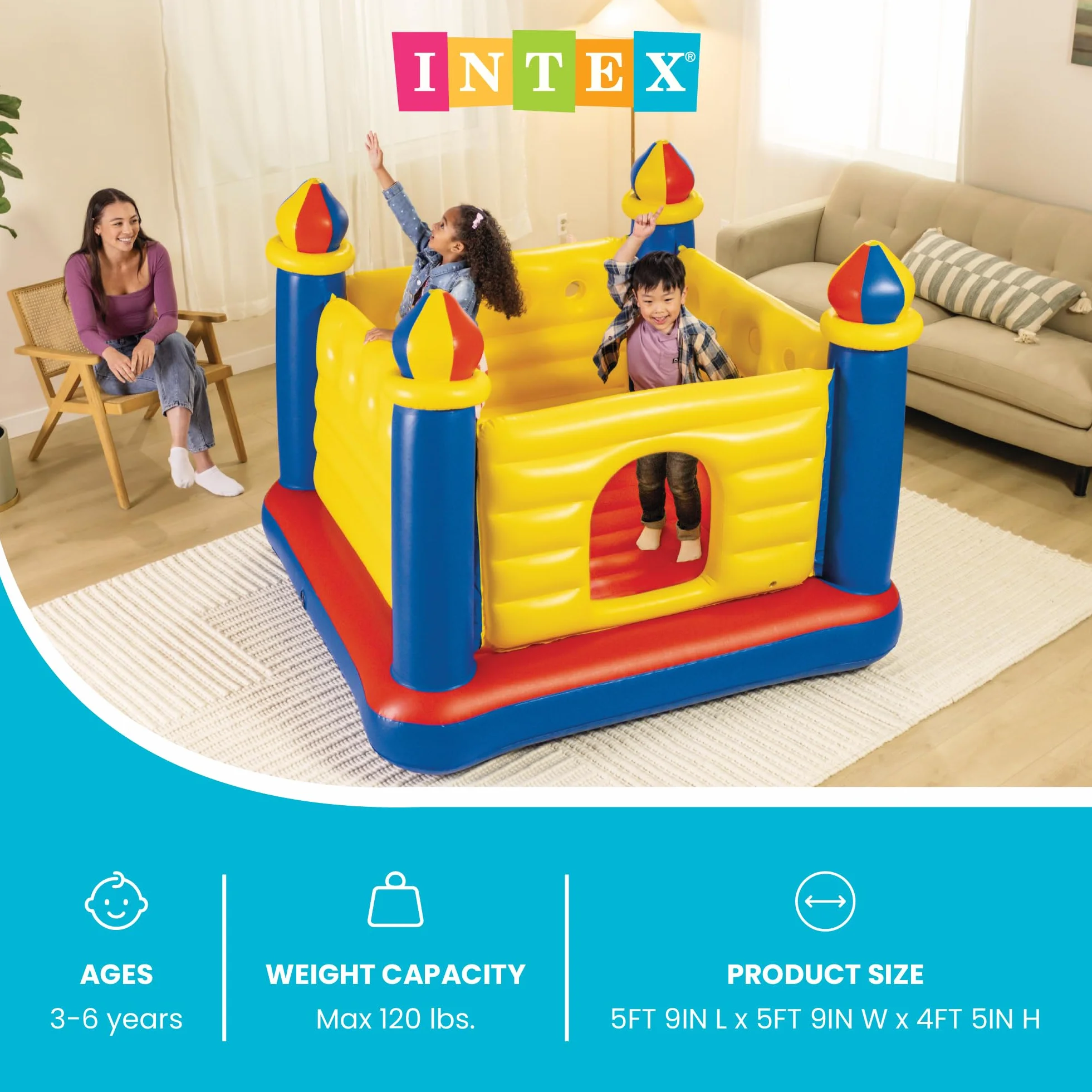 Intex 48259NP Jump-O-Lene Castle Bouncer - Aufblasbare Hüpfburg - 175 x 175 x 135 cm