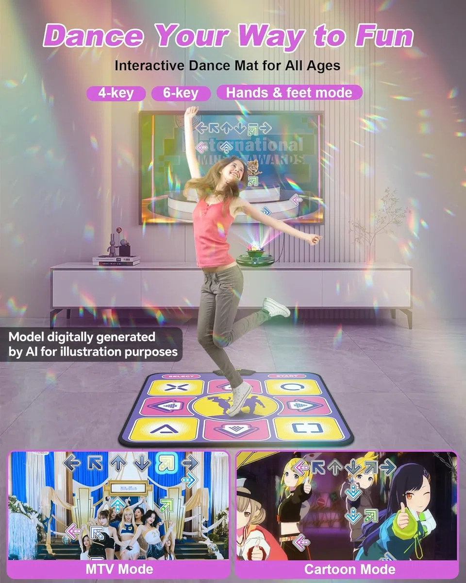 Tanzmatte - rutschfest Mit Kamera für TV, Kabelloser Controller, Spaß Spiel für Kinder & Erwachsene, Geschenke für Mädchen & Jungen