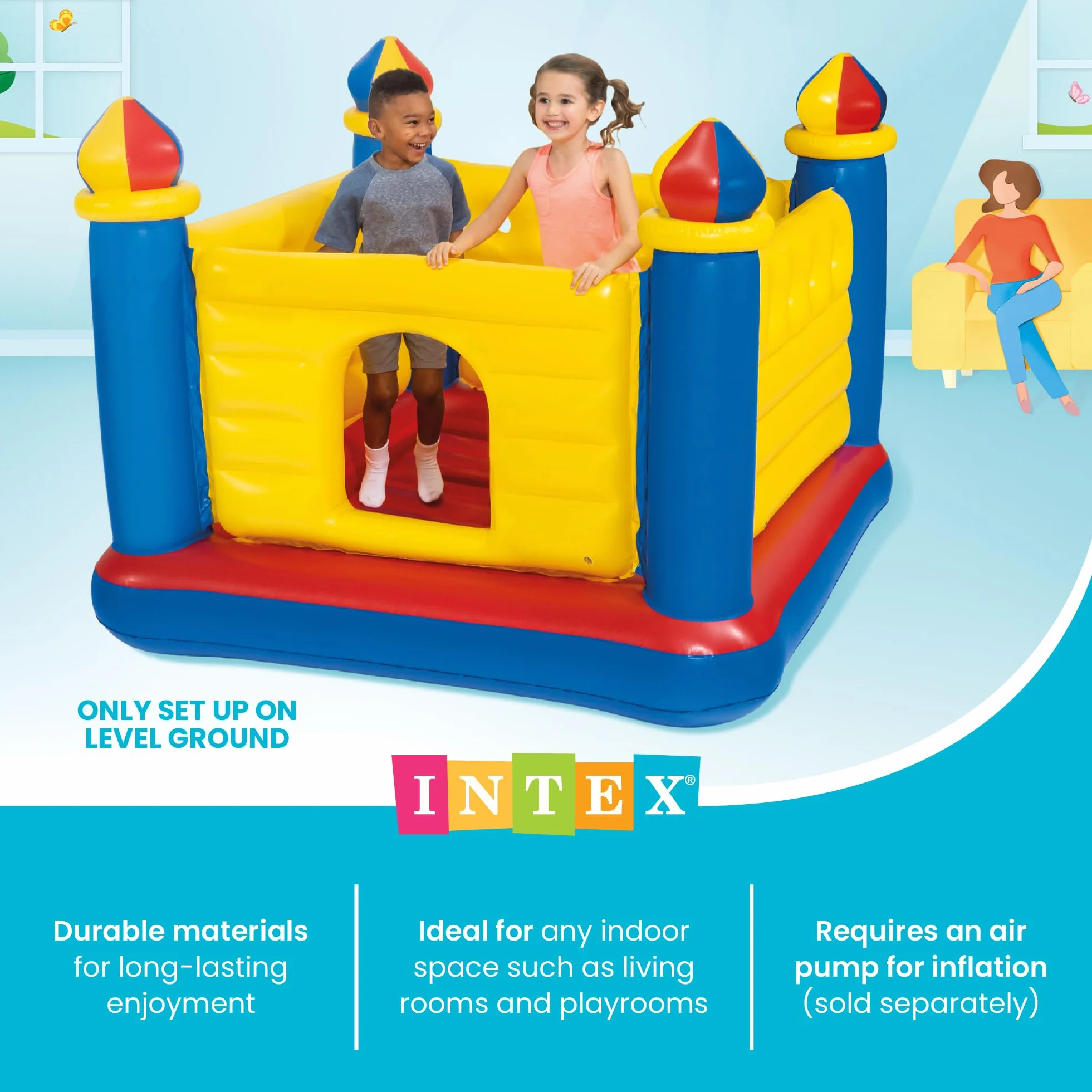 Intex 48259NP Jump-O-Lene Castle Bouncer - Aufblasbare Hüpfburg - 175 x 175 x 135 cm