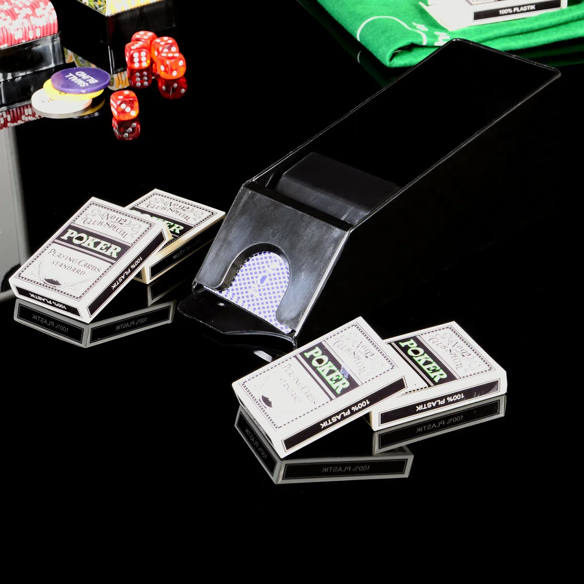 Pokerkoffer DeLuxe Pokerset mit 600 OCEAN CHAMPION CHIPS mit Metallkern á 12 g viel Zubehör Kartenmischer Kunststoffkarten Kartengeber Spielmatte Poker-Komplettset Black Jack Texas Holdem