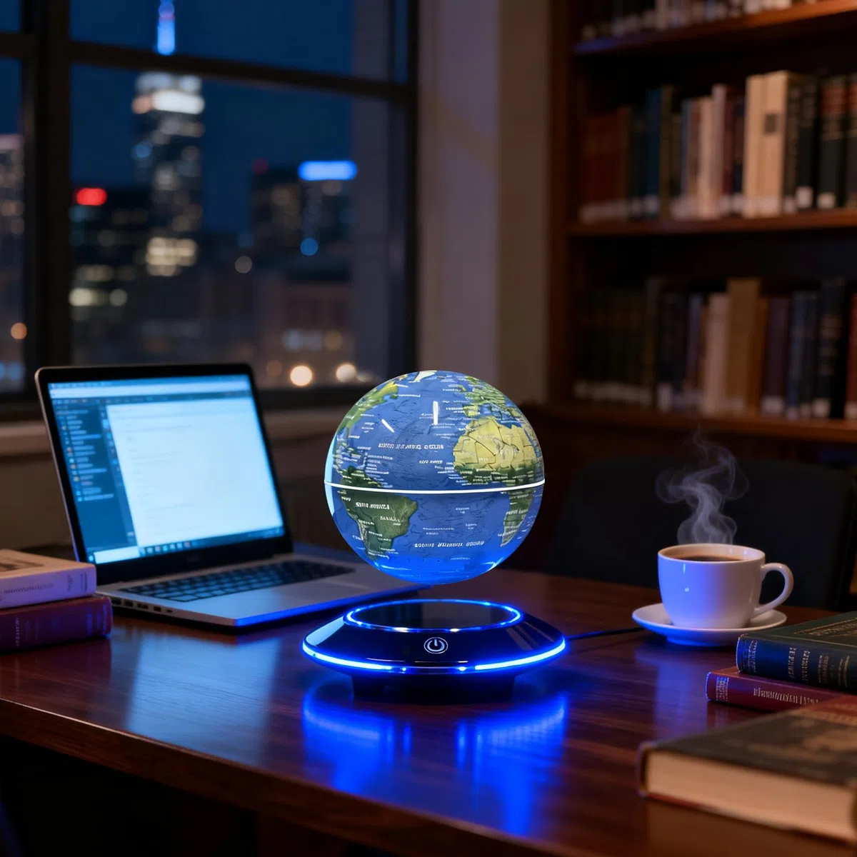 Magnetische schwebenden Globus, 6 Zoll LED Levitation schwimmende Weltkarte Globus, Auto Rotation in der Mitte der Luft mit Touch Control für Home Office Desk Dekoration aufgehängt Blau