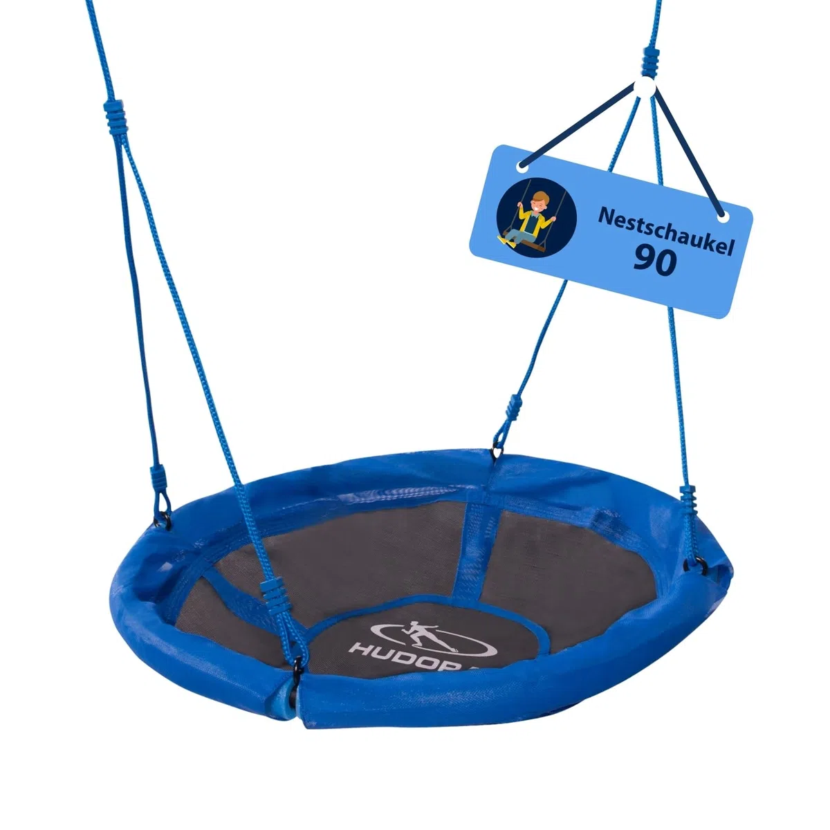HUDORA Nestschaukel 90 - Kunststoff-Nestschaukel für bis zu 100kg - Hängeschaukel mit 90cm Durchmesser für drinnen & draußen - Höhenverstellbare Familienschaukel für Kinder & Erwachsene
