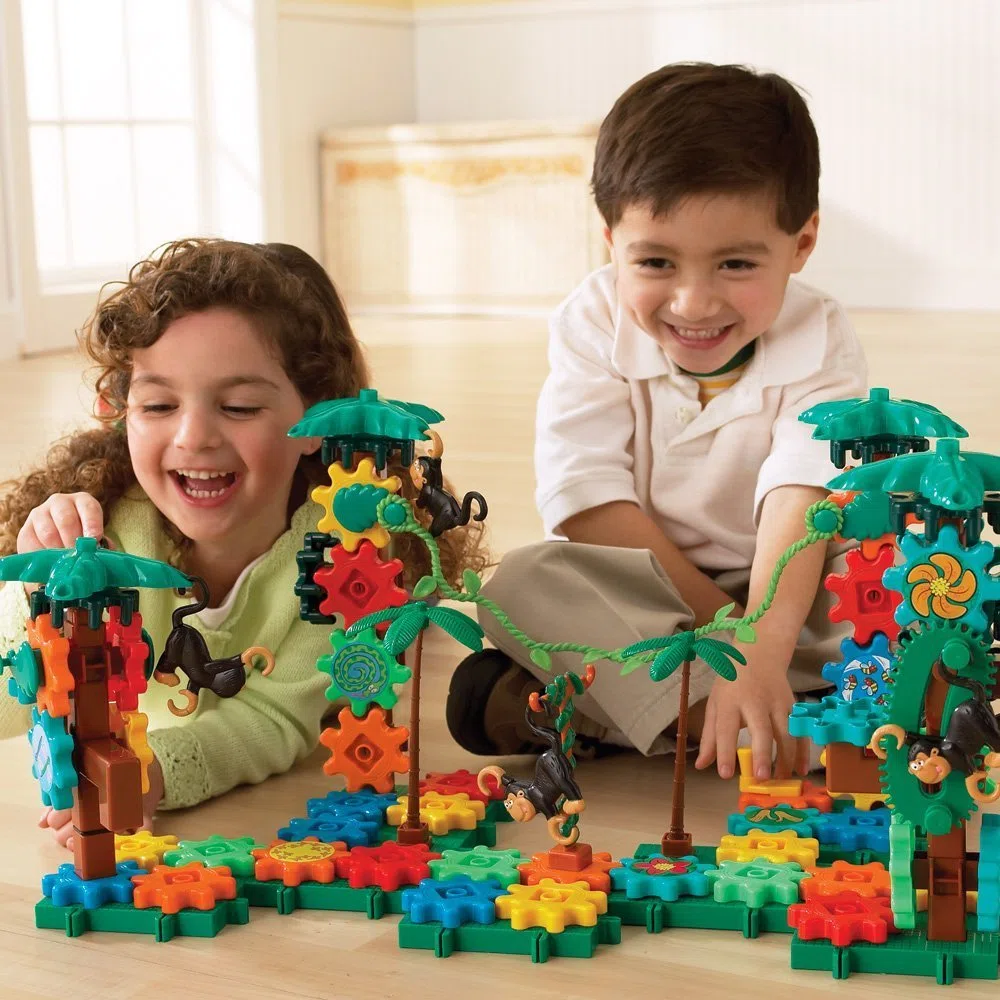 Learning Resources Gears! Gears! Gears! Kletteraffen, Ab 4 Jahren, 136-teiliges Set, Fördert Feinmotorik und Problemlösung, Kreatives Bauen mit Zahnrädern und Dschungelmotiven