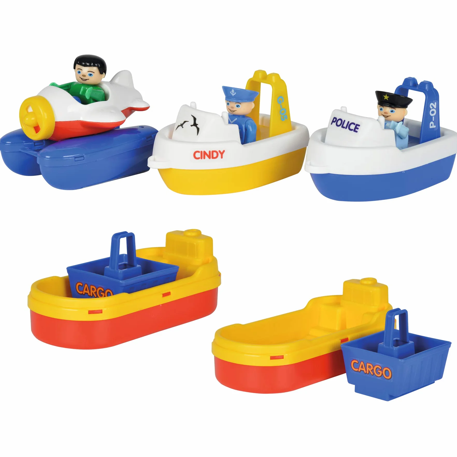 BIG - Waterplay Amsterdam - Wasserbahn blau, 175 x 143 x 27cm große Bahn, mit 4 Booten, Wasserflugzeug und 3 Spielfiguren, 2 Schleusen, Wasserpumpe und Hafenbecken, ab 3 Jahren