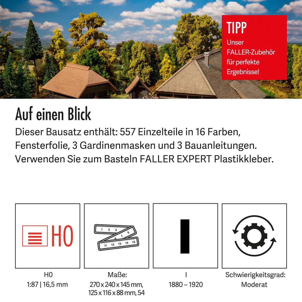 Faller 130677 Schwarzwald-Set Vogtsbauernhof, 27 x 24 x 14.5 cm, Holzfarben
