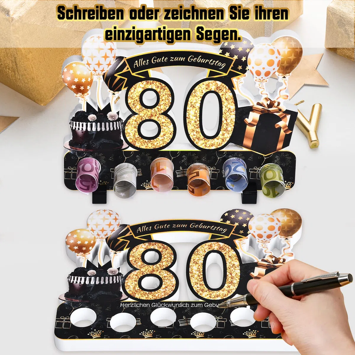 Geldgeschenke Verpackung zum 80 Geburtstag Mann Frau Geldgeschenke, 80. Geburtstag Mann Frau Aus Holz Deko, für Geburtstag Geschenk, Tischdeko Geburtstag Verwendet Werden