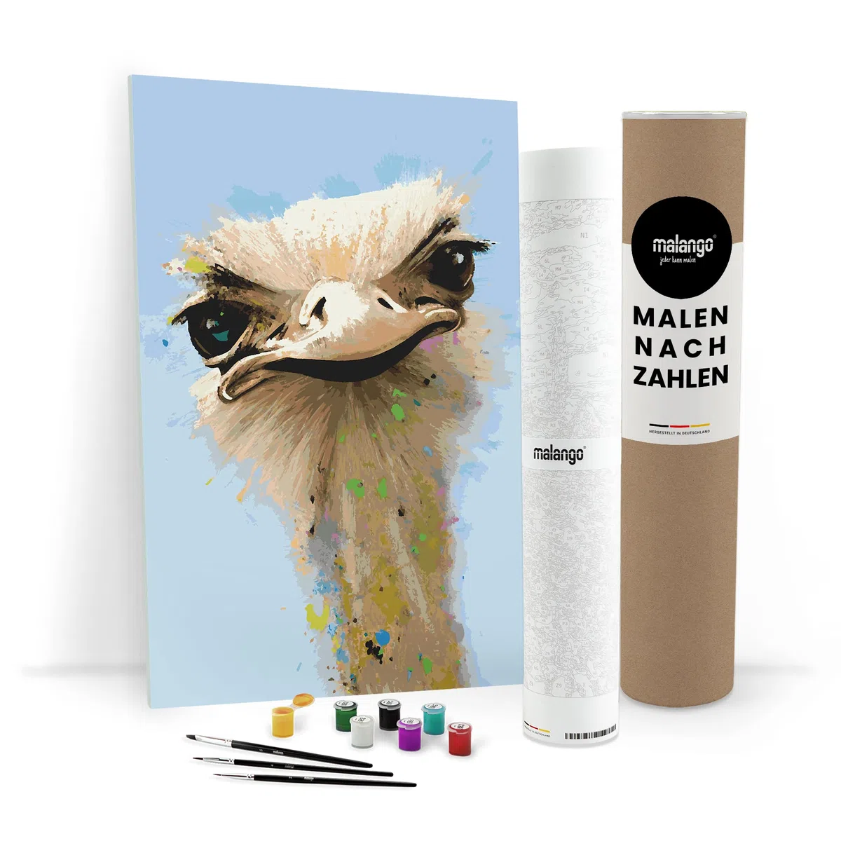 Malen nach Zahlen Erwachsene - Straussenpaar Silvia 120 x 80 cm groß XXL Premium-Malset ohne Rahmen, Hergestellt in unserer Produktion in Deutschland, Kreative