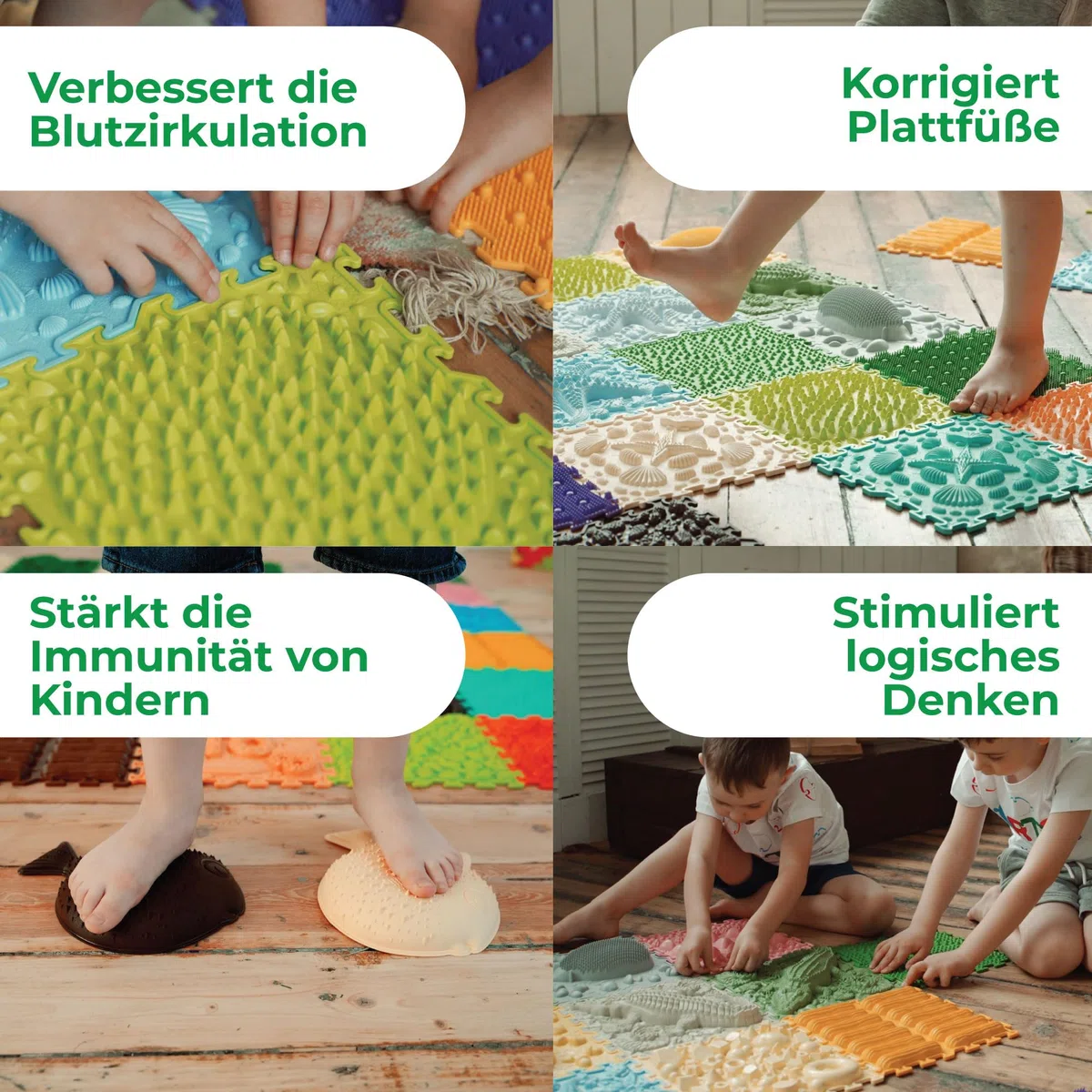 8-teiliges Sensorik-Puzzle-Matten-Set – Orthopädische Massagematte für Kinder, Erwachsene & autistische Kinder, Sensorik-Spielzeug, Sinnesmatten, Strukturmatten (Igel Hier)