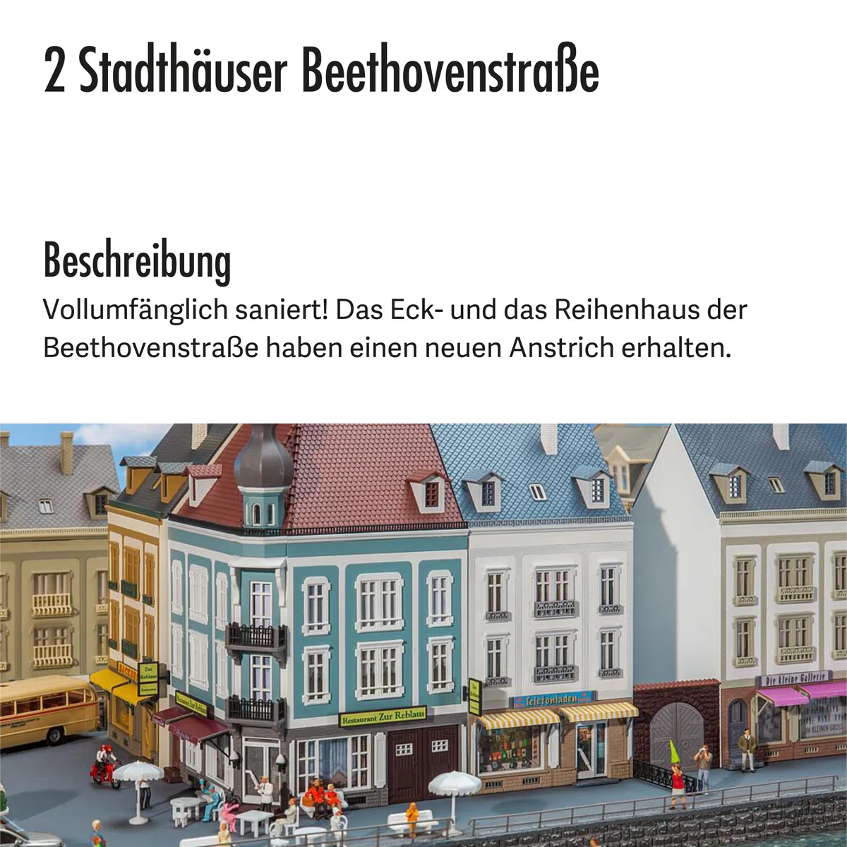 Faller 2 Stadthäuser Beethovenstraße Modellbausatz mit 582 Einzelteilen 202x118x200 mm I Modelleisenbahn Zubehör H0 I Modelleisenbahn H0 Stadthäuser