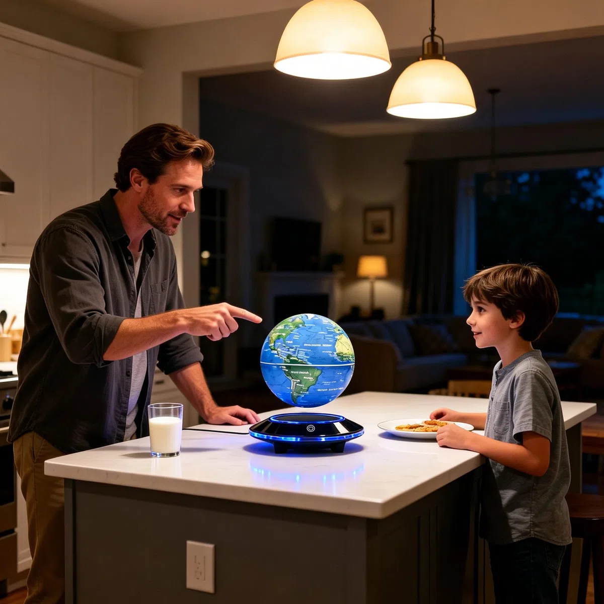 Magnetische schwebenden Globus, 6 Zoll LED Levitation schwimmende Weltkarte Globus, Auto Rotation in der Mitte der Luft mit Touch Control für Home Office Desk Dekoration aufgehängt Blau