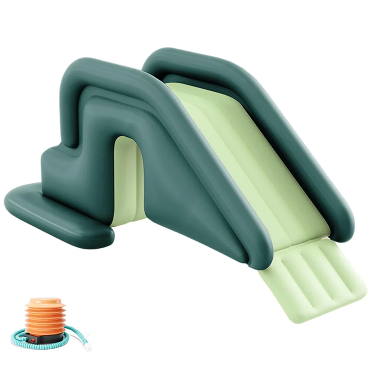 Poolrutsche, 78, 7 x 31, 5 x 33, 5 Zoll, aufblasbare Wasserrutsche aus PVC mit Luftpumpe für den Außenbereich, Innen- und Hinterhof, Garten, Grün