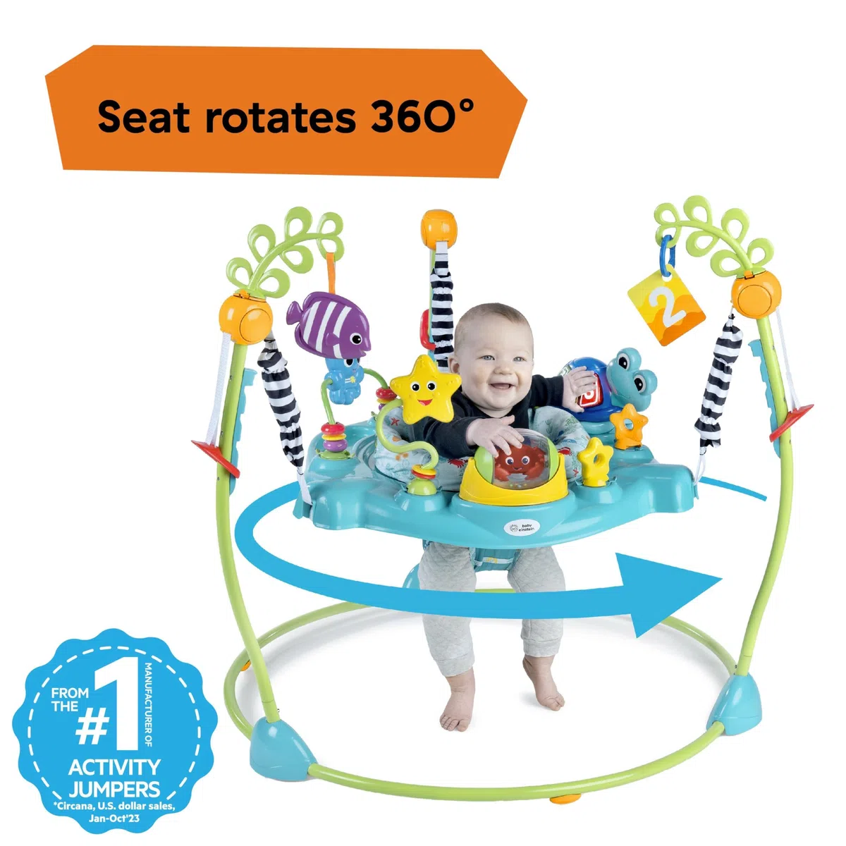 Baby Einstein, Ocean Explorers Curiosity Cove 2-in-1, Türhopser und Bodenspielzeug, Alter 6-12 Monate