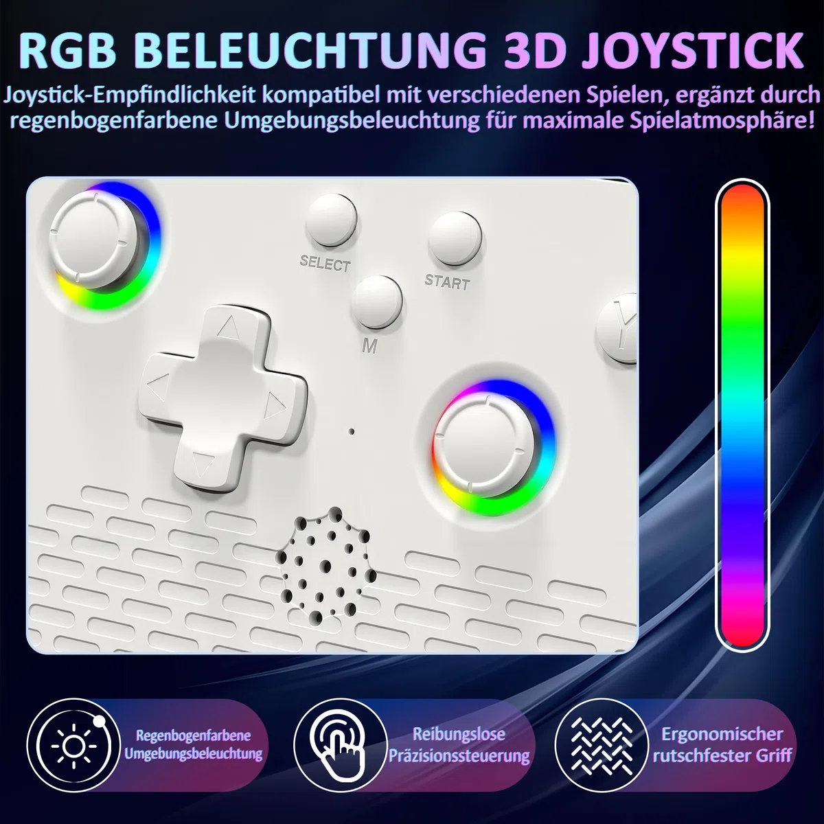H5 Retro Handheld Spielkonsole, 256 G über 40.000 Spiele, 5-Zoll-IPS Retro Konsole, Linux-System, 4000-mAh-Akku, Unterstützt 34 Emulatoren,Tragbare Mini-Arcade(weiß)