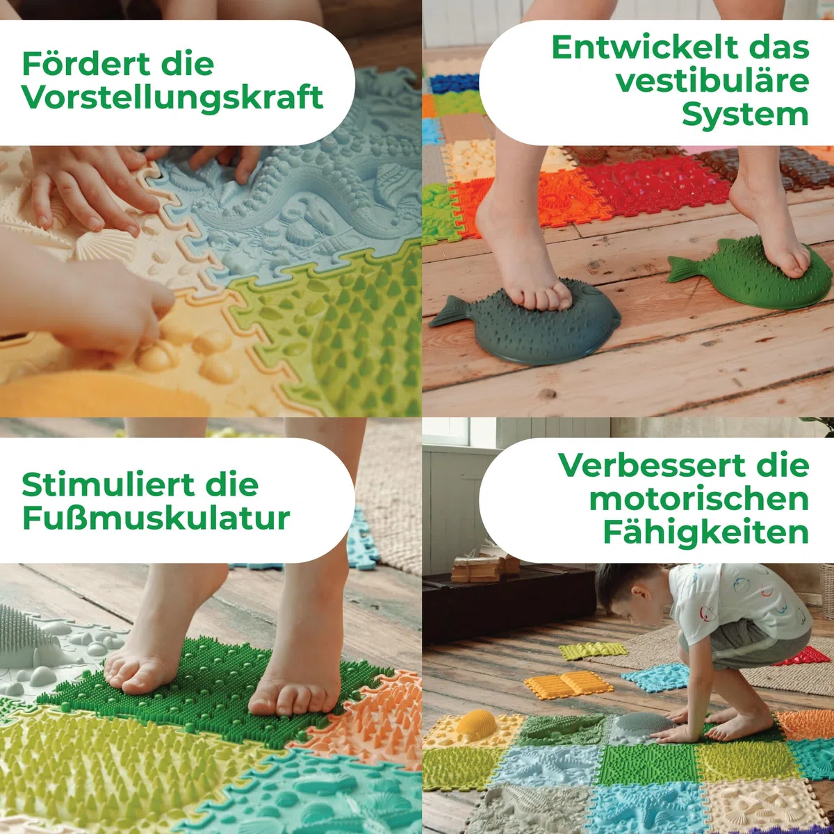 8-teiliges Sensorik-Puzzle-Matten-Set – Orthopädische Massagematte für Kinder, Erwachsene & autistische Kinder, Sensorik-Spielzeug, Sinnesmatten, Strukturmatten (Igel Hier)