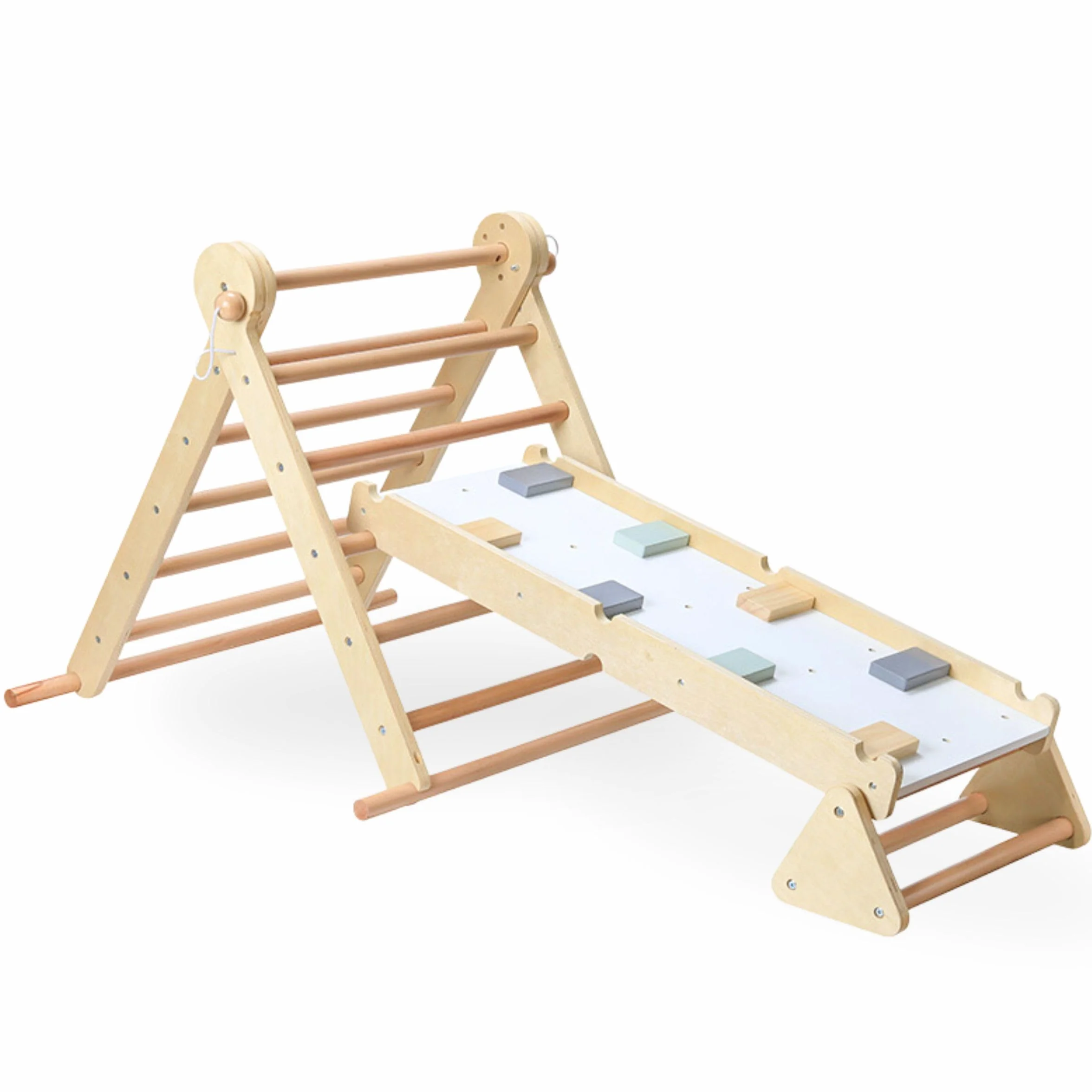 Mamabrum Klettergerüst Indoor ab 3 Jahren für Kinder – Pikler Dreieck, Leiter & Balancierpfad – 3-in-1 Multifunktionales Spielzeug, Indoor Spielplatz, Montessori Ergänzung