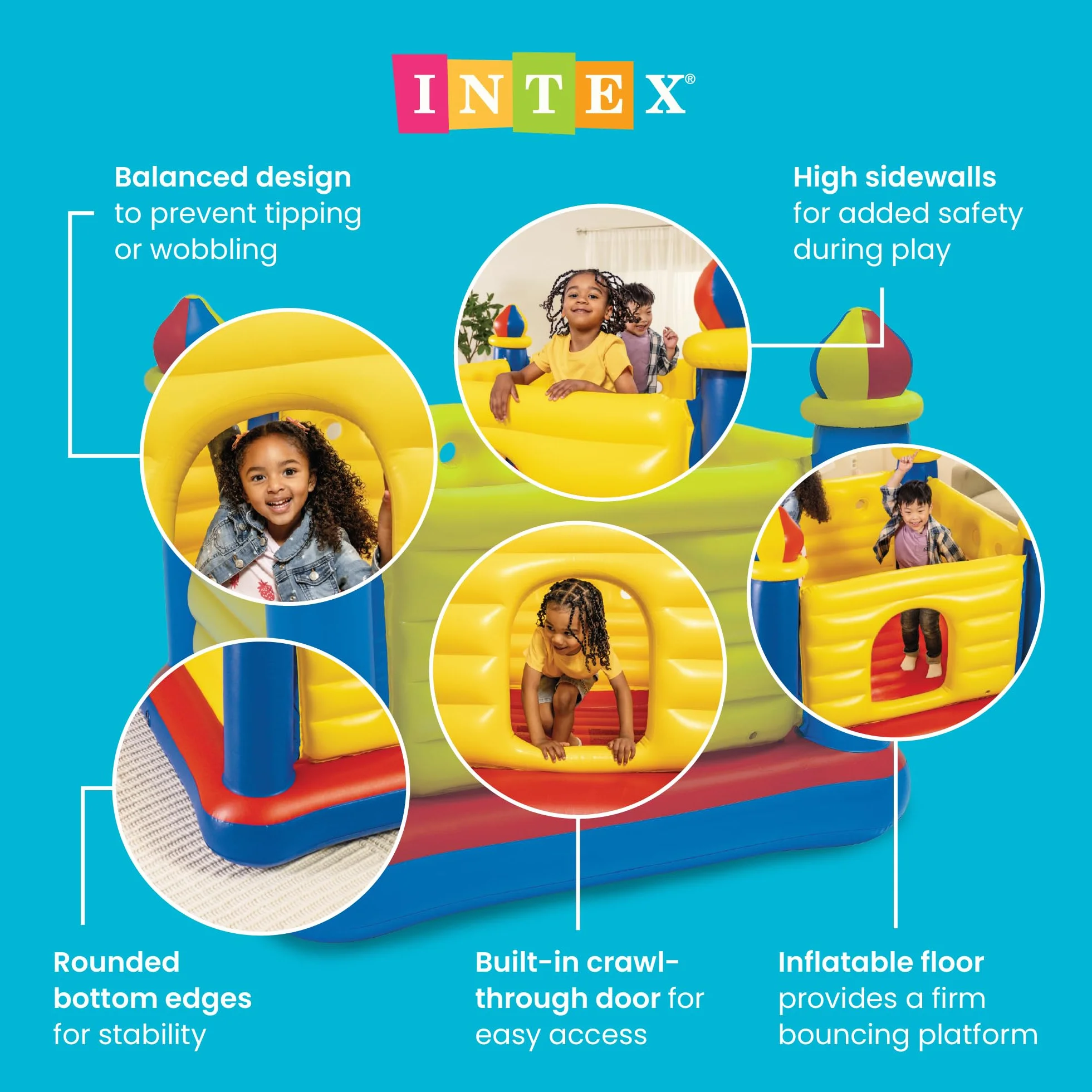 Intex 48259NP Jump-O-Lene Castle Bouncer - Aufblasbare Hüpfburg - 175 x 175 x 135 cm