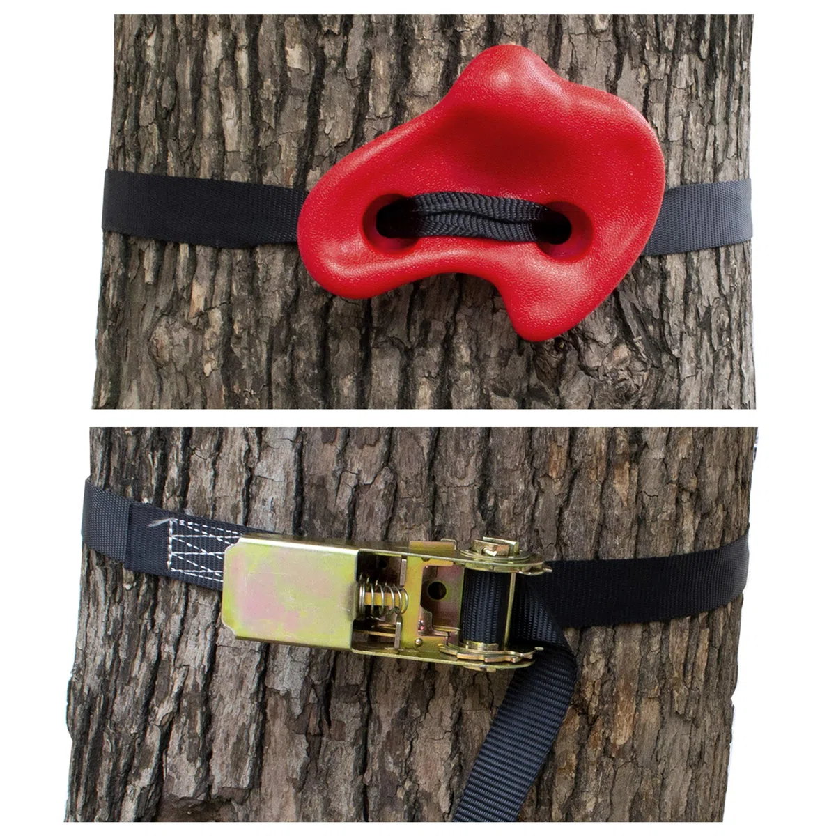 Baumklettergriffe Kinderklettersteine Baum Klettergriffe Set mit 6 Ratschengurte Ideal zum Klettern auf Rahmen Kletterhilfen für Kinder(15pcs)