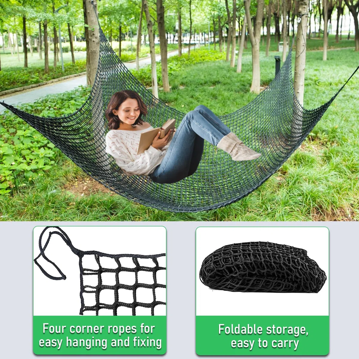 Kletternetz Spielplatz Doppelschicht Schutznetz Kinder Spielplatz Sicherheitsnetz Klettergerüst Netz Schaukel Garten Spielplatznetz Baumhaus Netz, Schwarz(2x3 m)