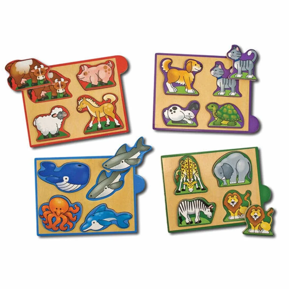 Melissa & Doug 4 Mini-Holzpuzzle - Tiere
