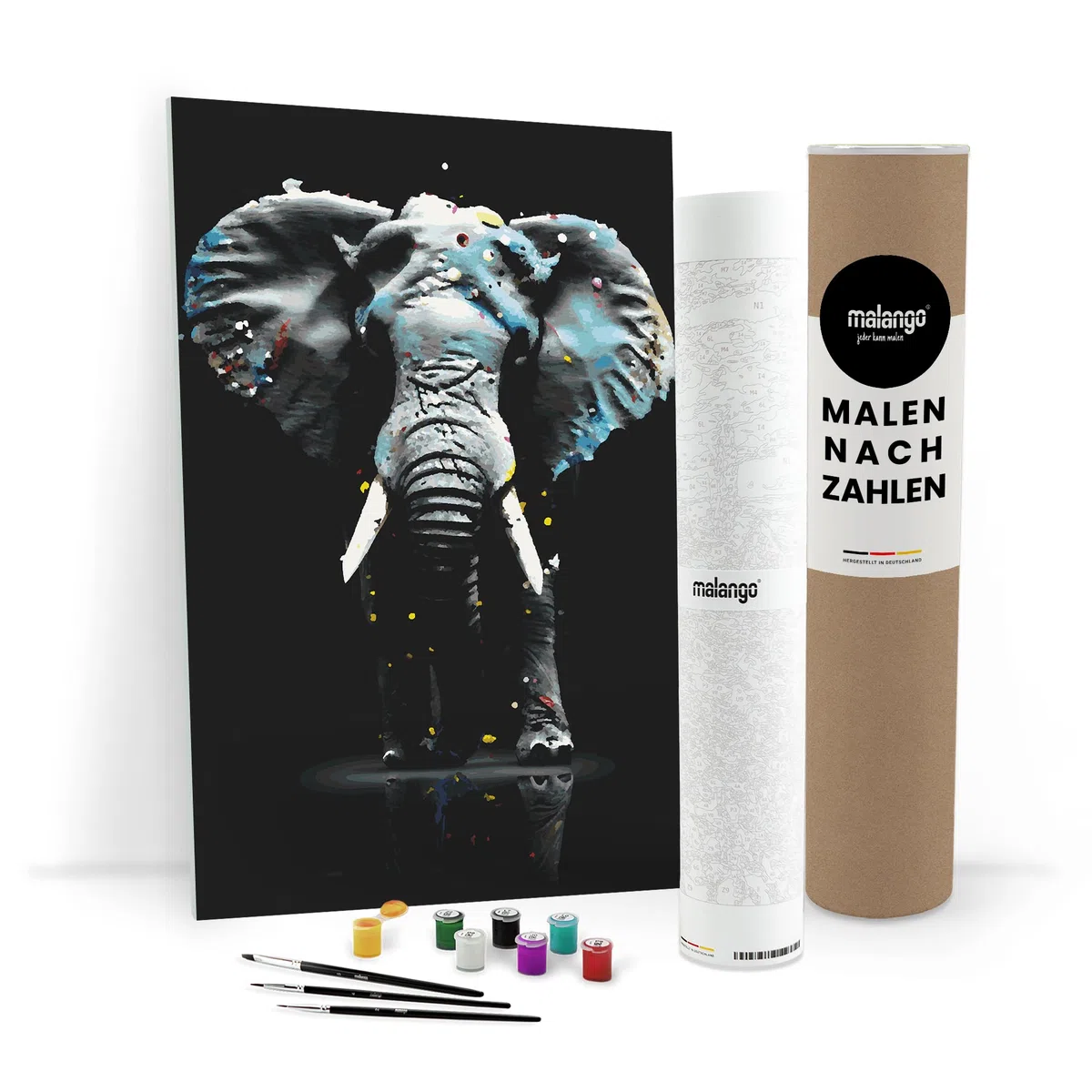 Malen nach Zahlen Erwachsene - Elefant Enrico 120 x 80 cm groß XXL Premium-Malset ohne Rahmen, Hergestellt in unserer Produktion in Deutschland, Kreative