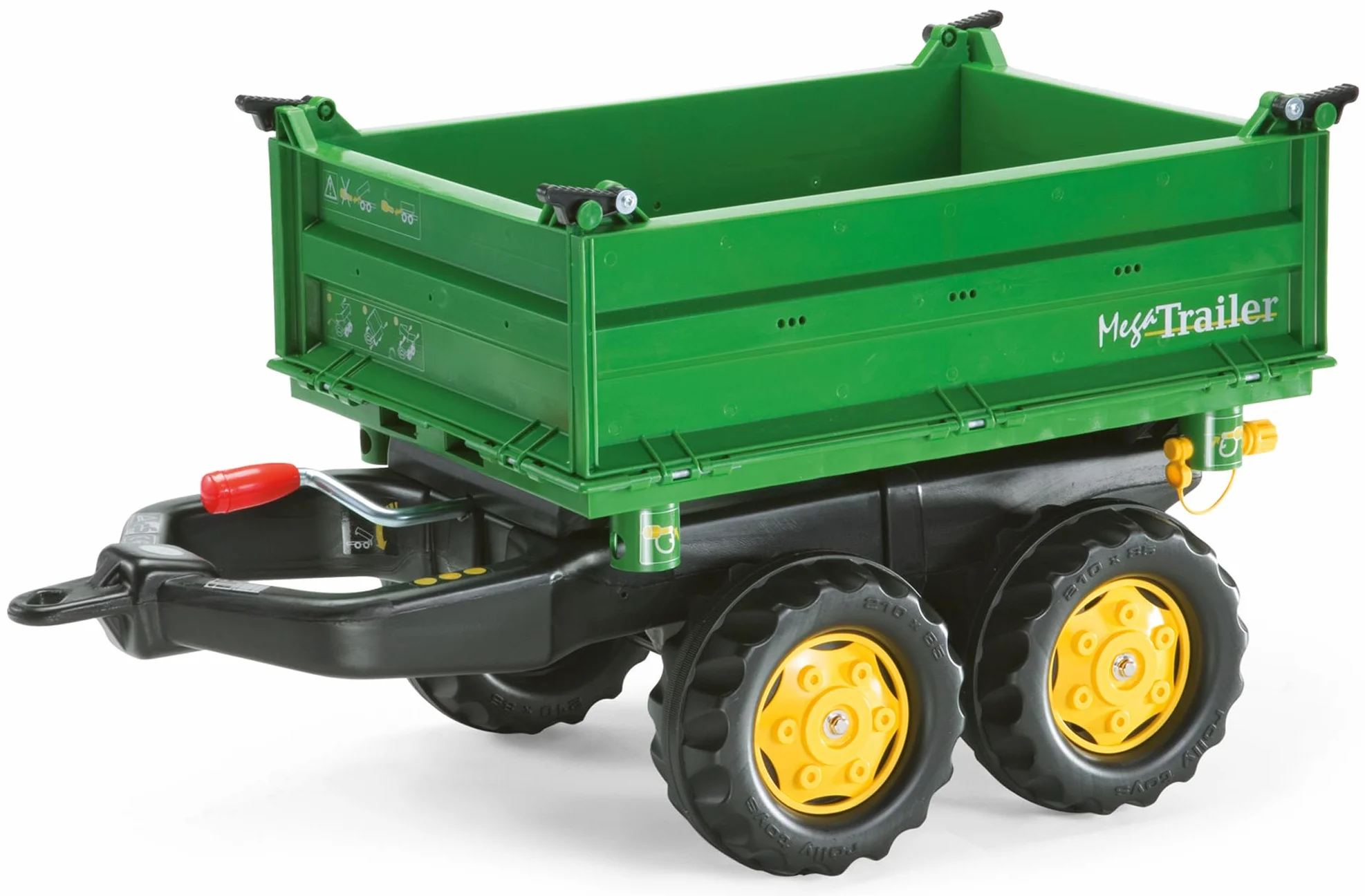 Rolly Toys rollyMega Trailer Anhänger (für Kinder von 2,5 bis 5 Jahren, Dreiseitenkipper, Heckkupplung, Zweiachsanhänger) 122004